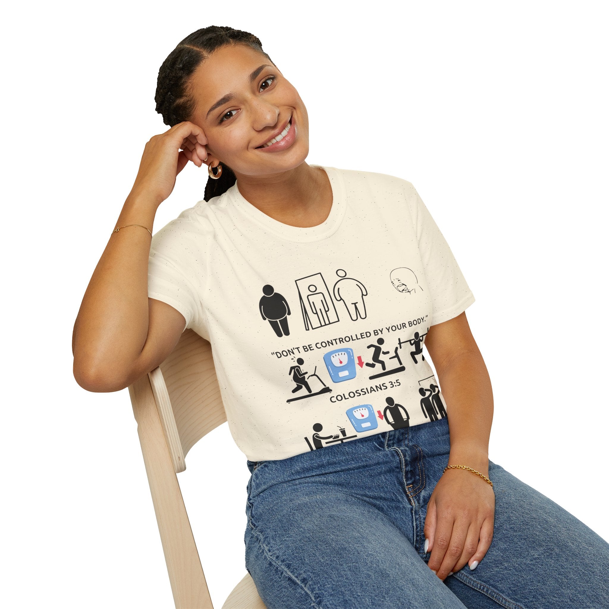 T-Shirt — “Don’t Be Controlled By Your Body” Christian Fitness Graphic