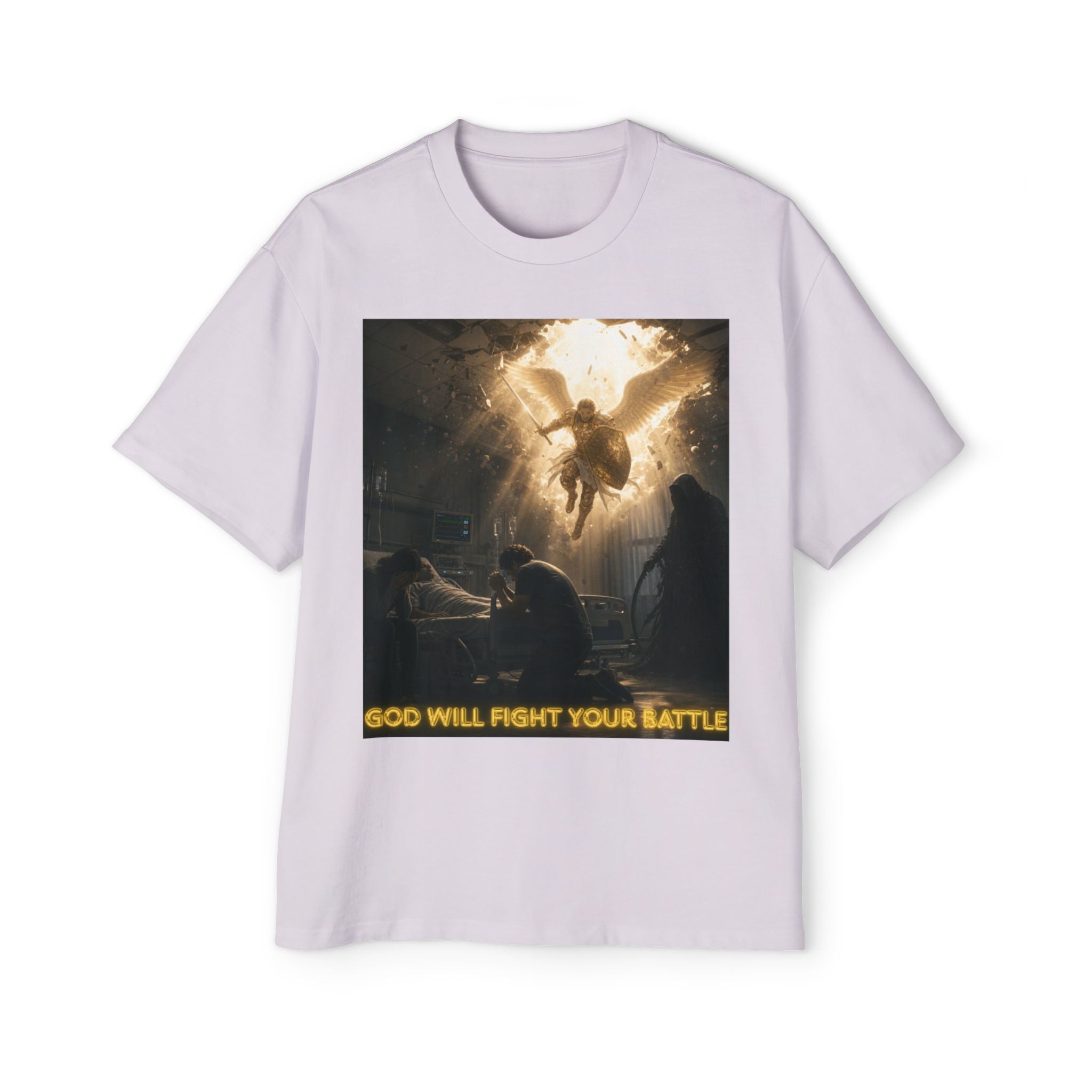 Christian Graphic Tee — "God Will Fight Your Battle" Oversized T‑Shirt