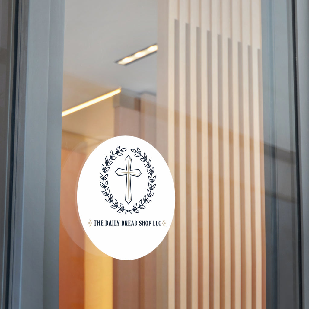 Christian Cross Logo Round Vinyl Sticker — 'The Daily Bread Shop LLC'