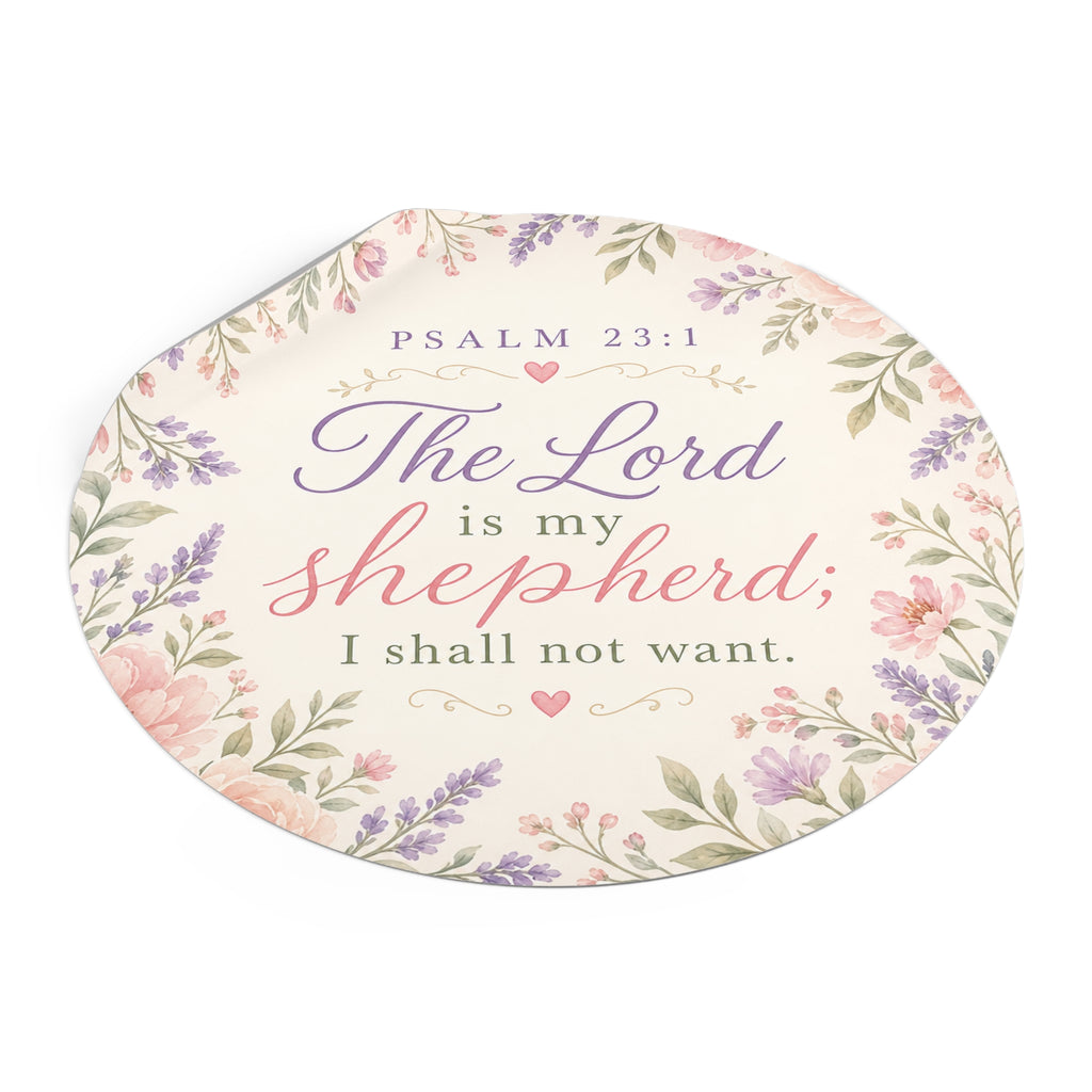 Round Psalm 23:1 Vinyl Sticker – "The Lord is My Shepherd" Floral Faith Decal