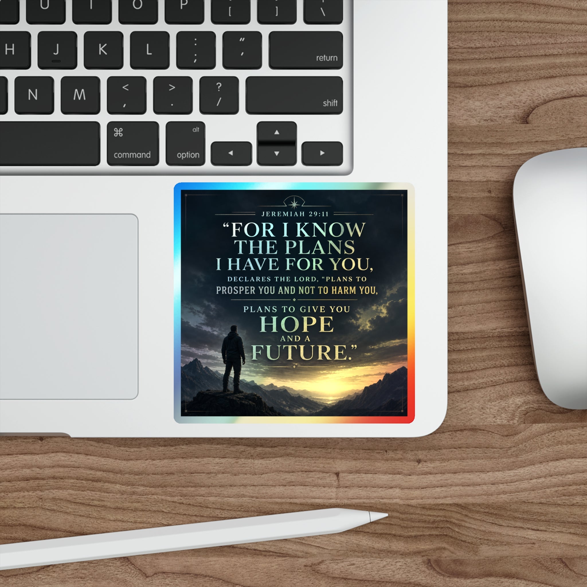 Holographic Die-Cut Sticker — "For I Know the Plans I Have for You" (Jeremiah 29:11)