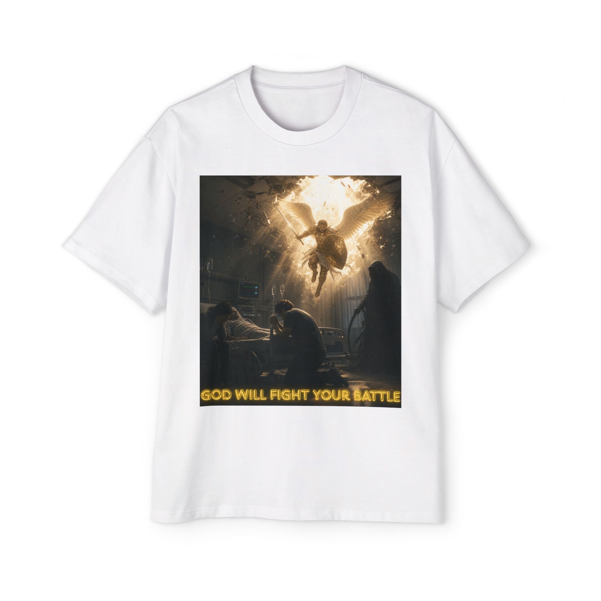 Christian Graphic Tee — "God Will Fight Your Battle" Oversized T‑Shirt