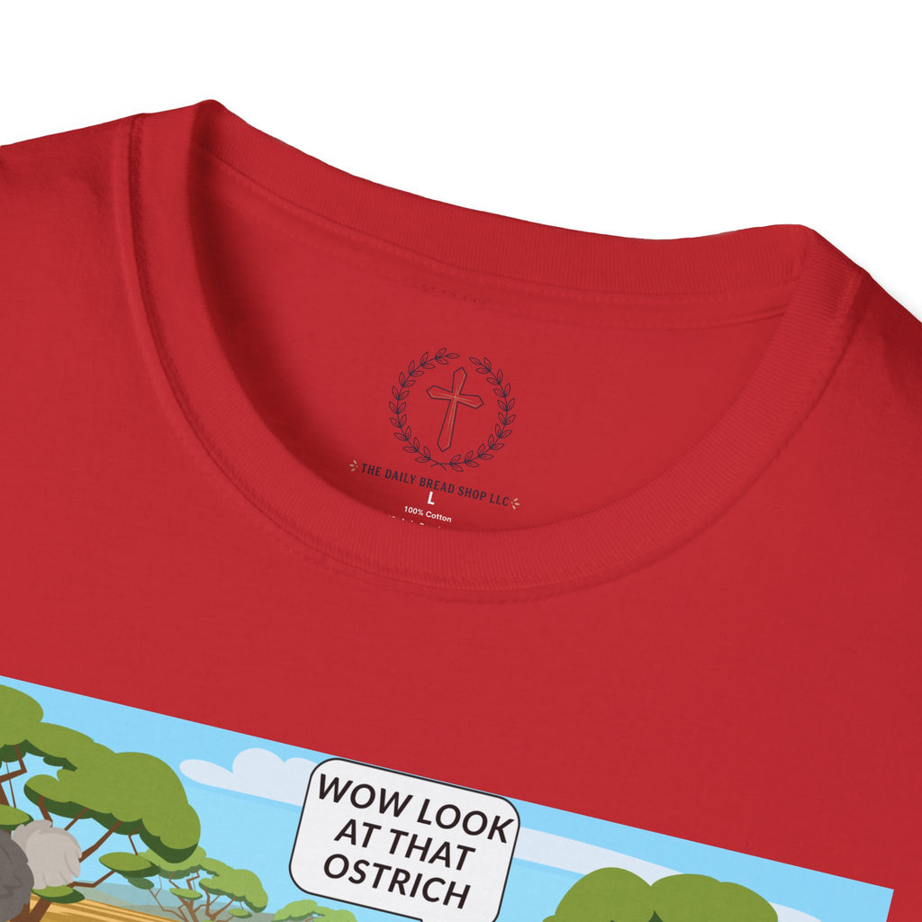T-Shirt — Funny Biblical Ostrich Comic (Habakkuk 2:2-3)