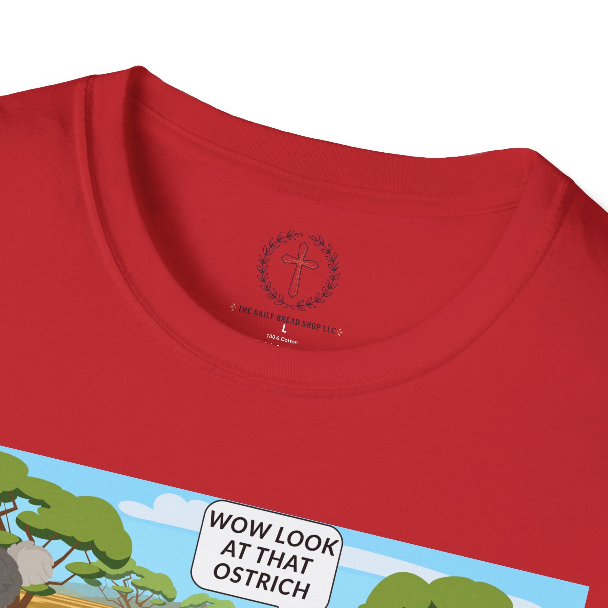 T-Shirt — Funny Biblical Ostrich Comic (Habakkuk 2:2-3)