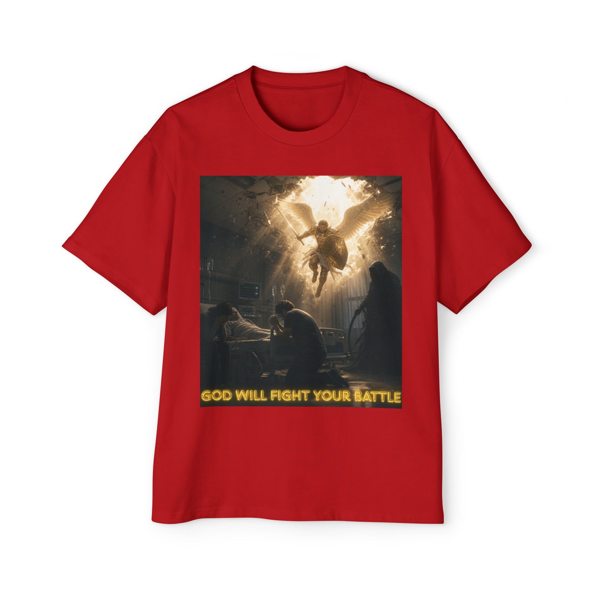 Christian Graphic Tee — "God Will Fight Your Battle" Oversized T‑Shirt