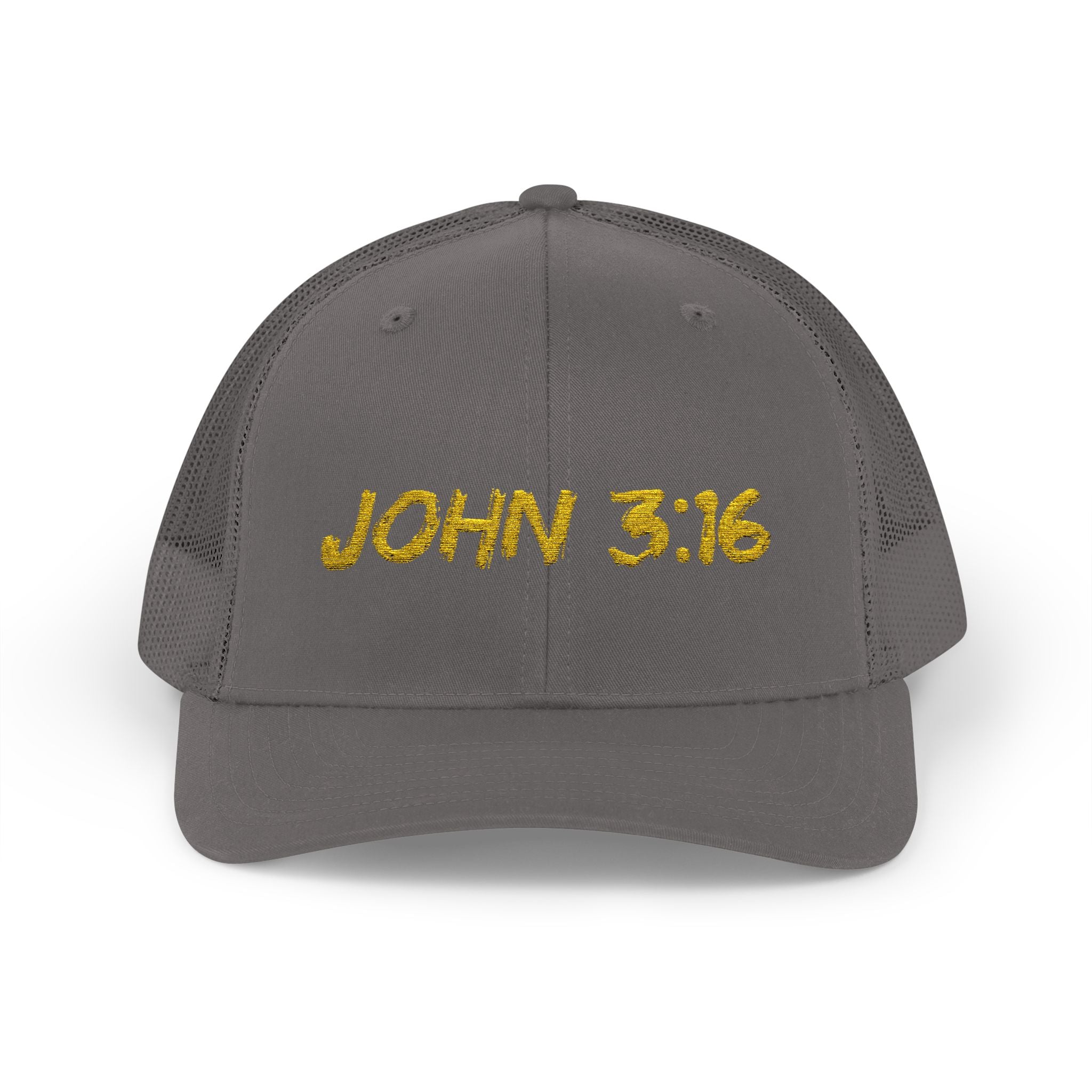 John 3:16 Trucker Cap — Embroidered Christian Snapback Mesh back Hat