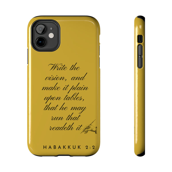 Habakkuk 2:2 Scriptural Tough Phone Case — "Write the vision" Christian Phone Cover