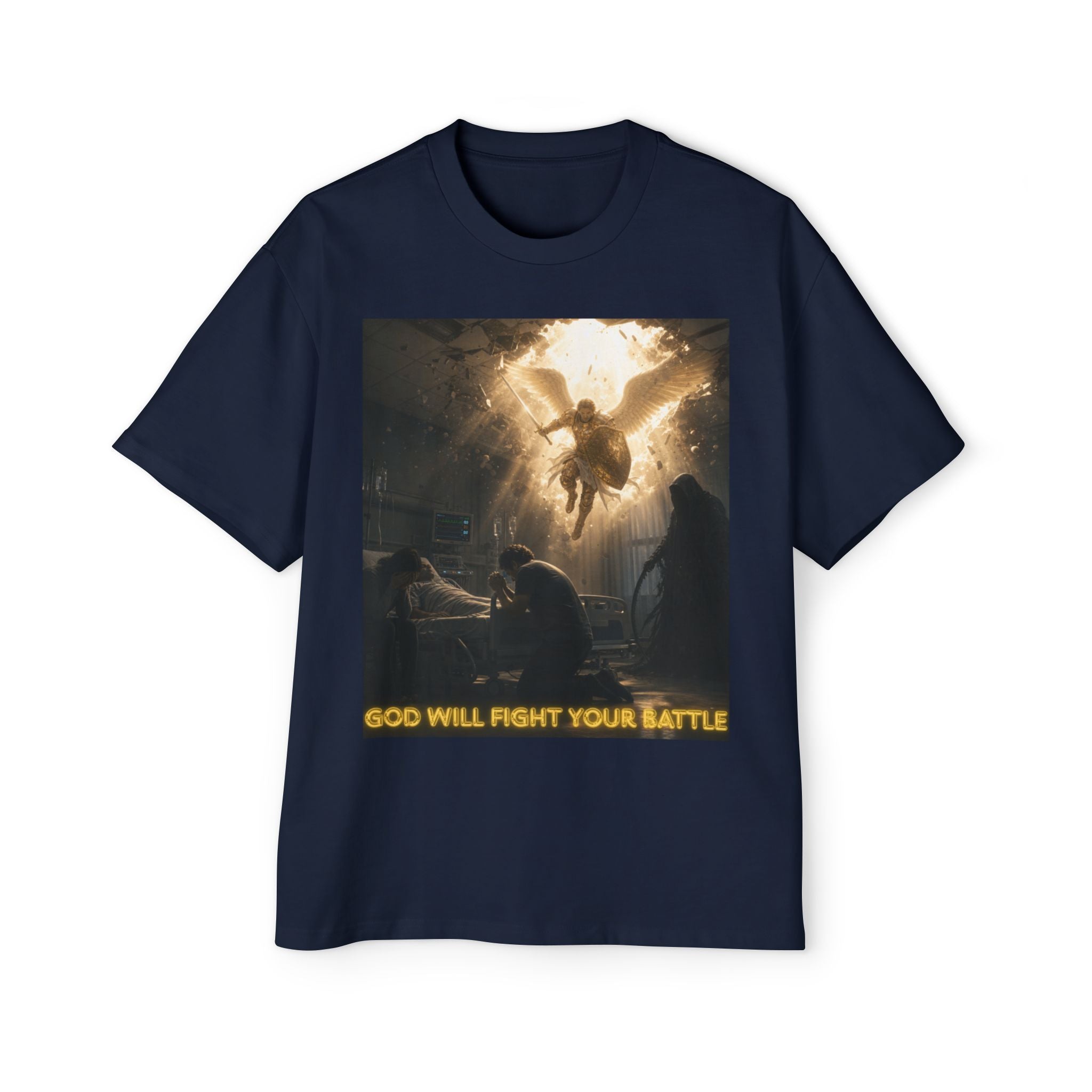 Christian Graphic Tee — "God Will Fight Your Battle" Oversized T‑Shirt