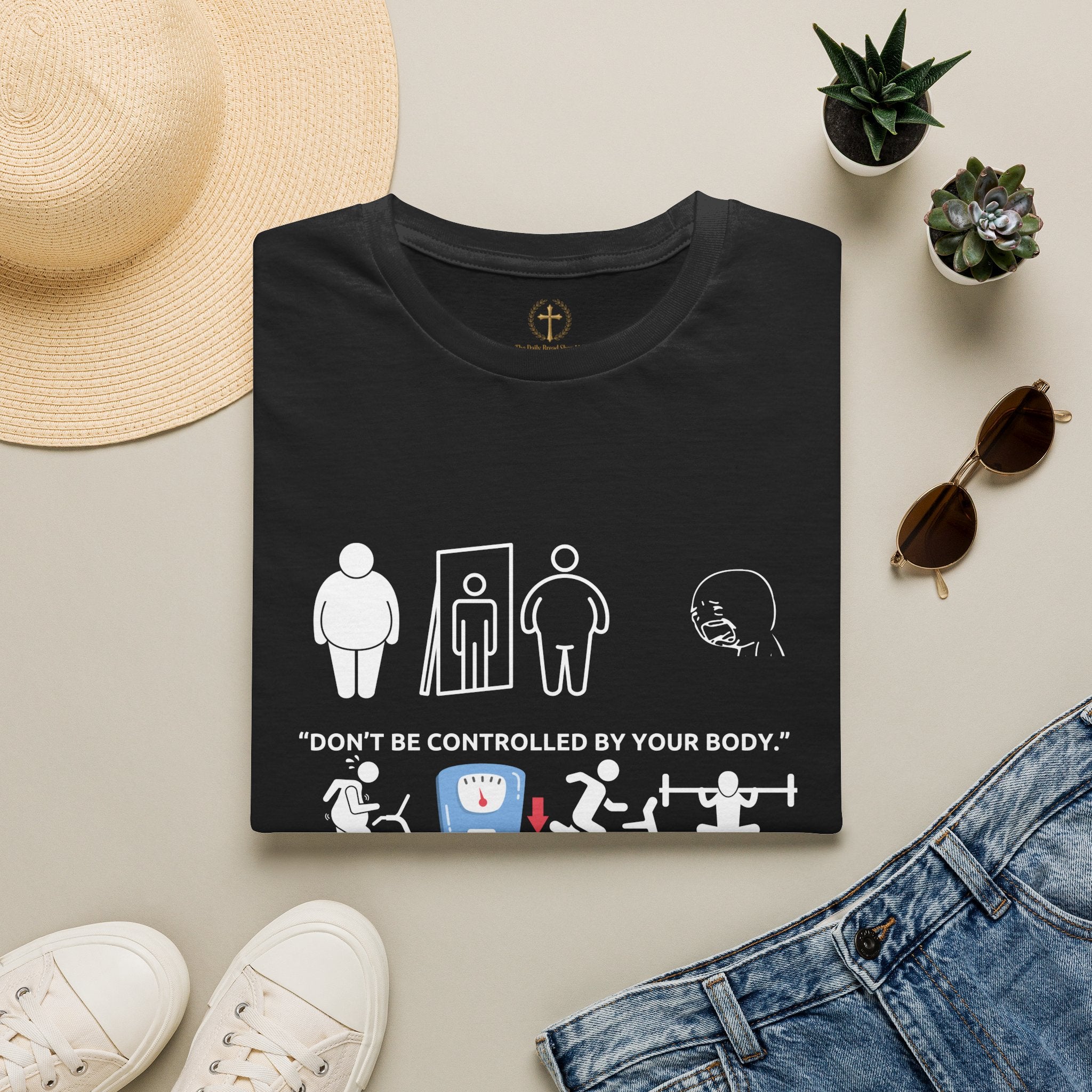 T-Shirt — “Don’t Be Controlled By Your Body” Christian Fitness Graphic