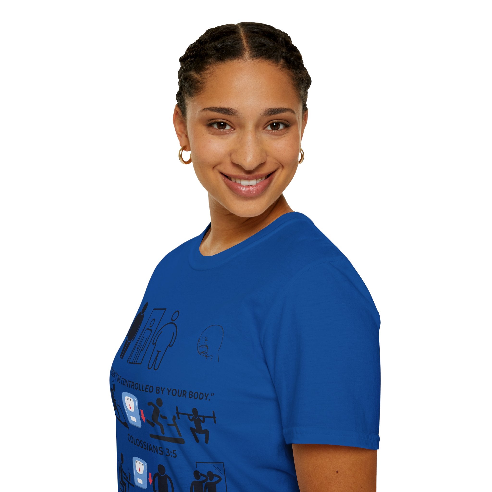 T-Shirt — “Don’t Be Controlled By Your Body” Christian Fitness Graphic