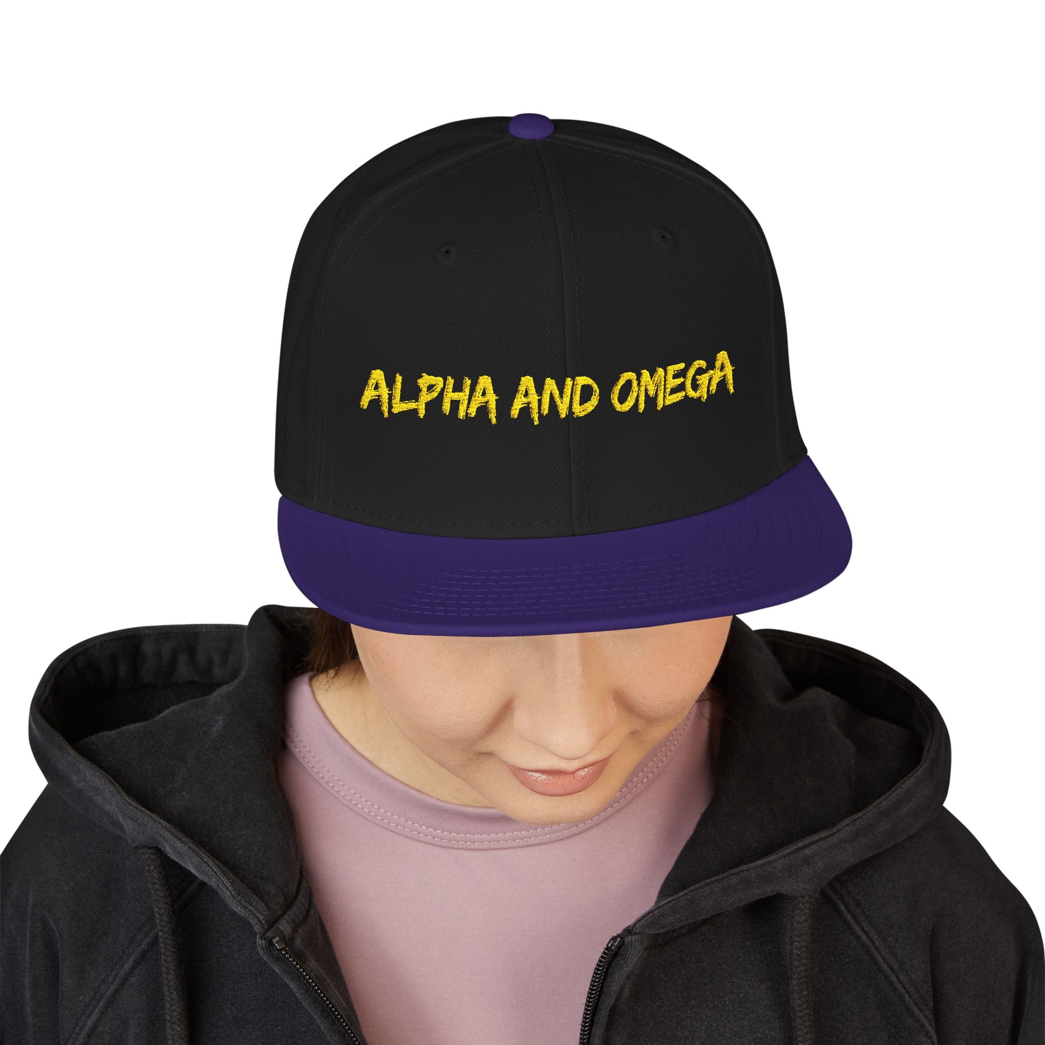 Embroidered "Alpha and Omega" Snapback Hat - Streetwear Trucker Cap