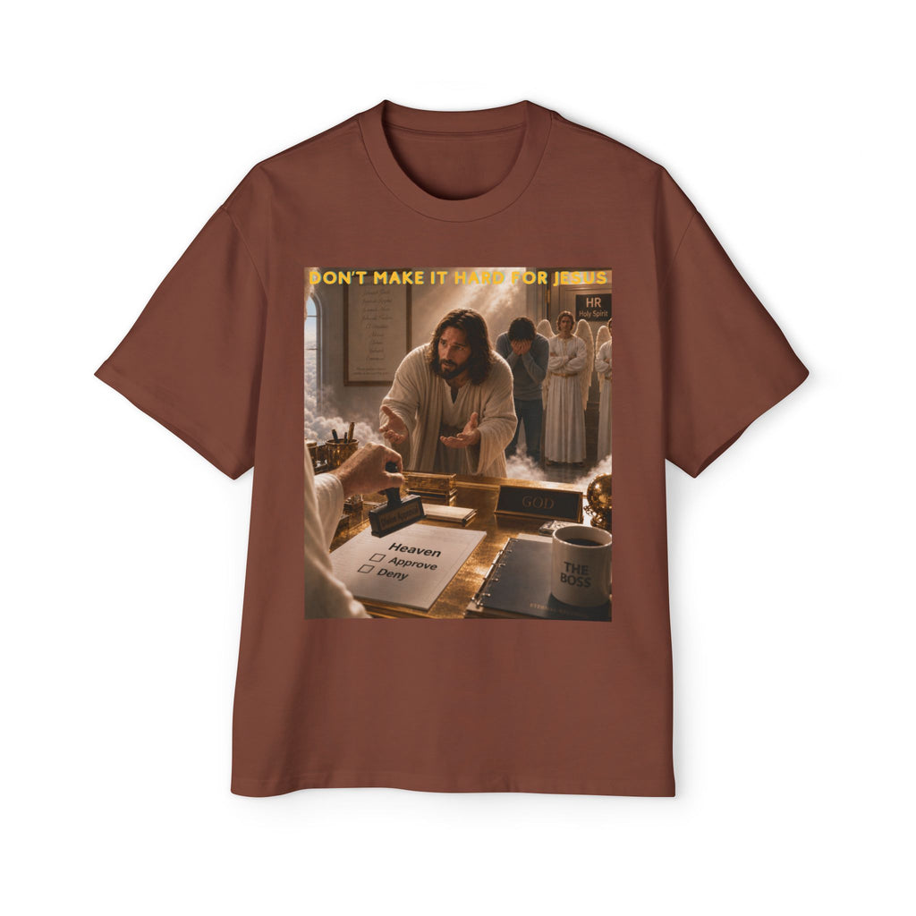 Christian Jesus Graphic Tee — "Don't Make It Hard For Jesus" Oversized Shirt