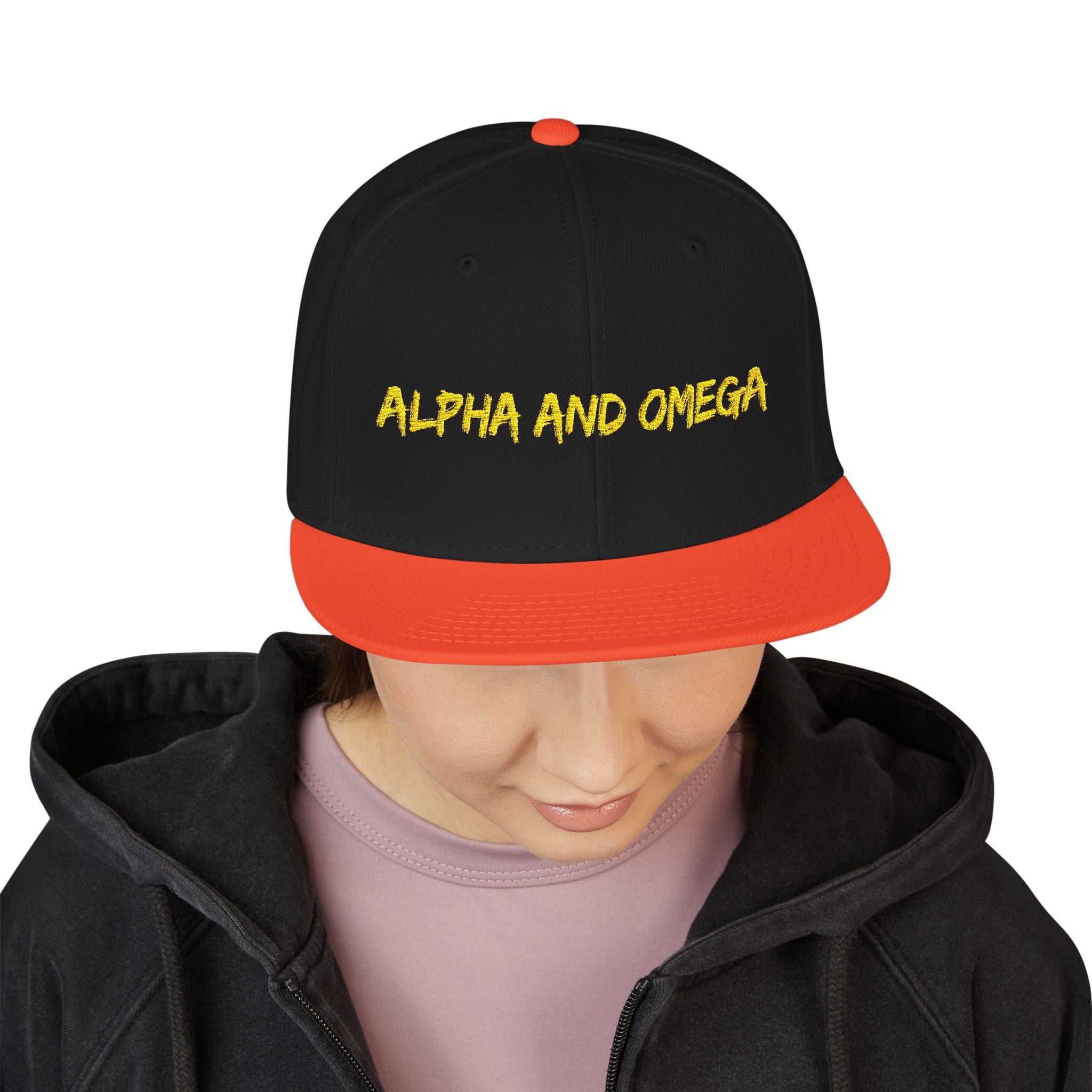 Embroidered "Alpha and Omega" Snapback Hat - Streetwear Trucker Cap