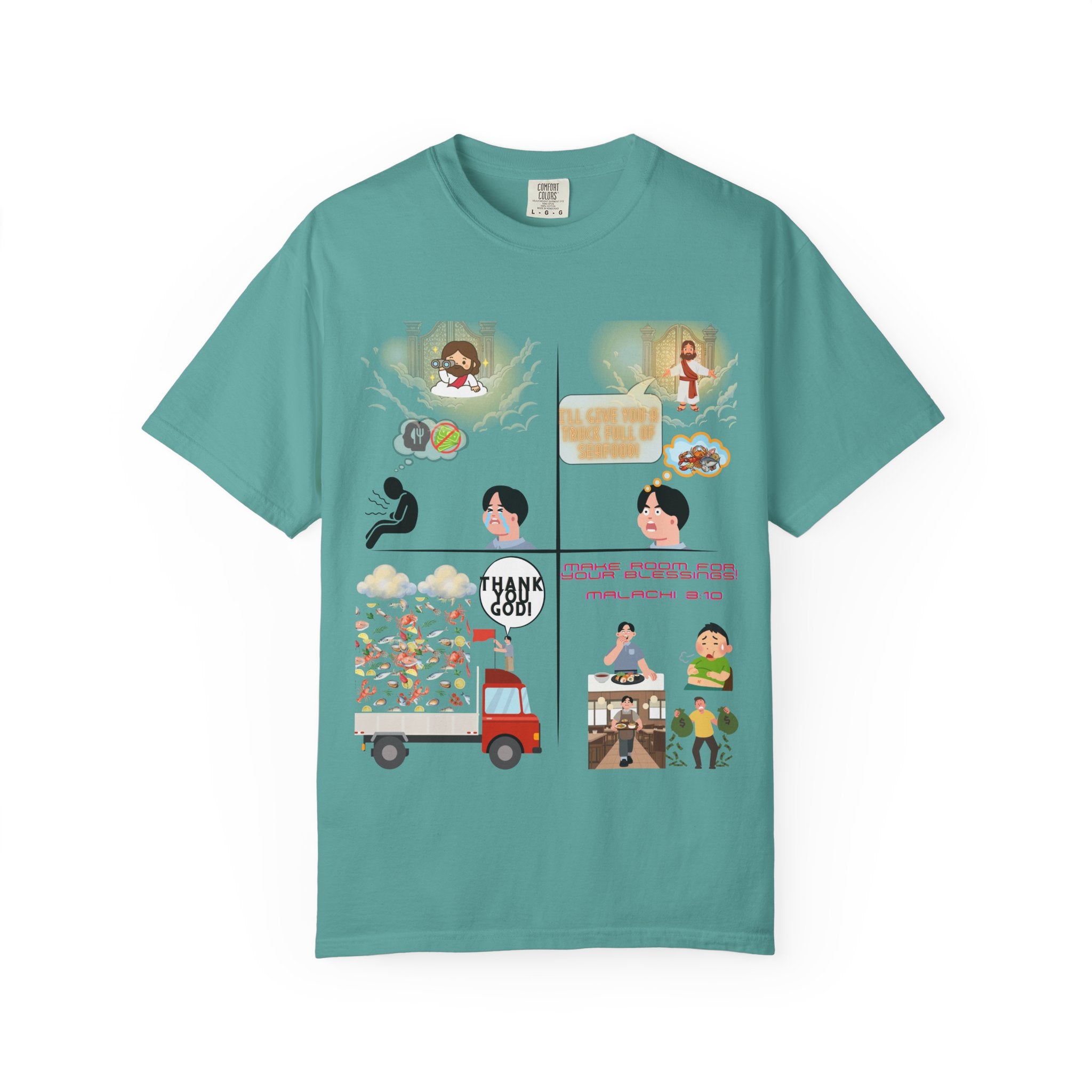 Graphic Panel T-Shirt — Cute Storyboard Illustrations "Make Room For Your Blessings"