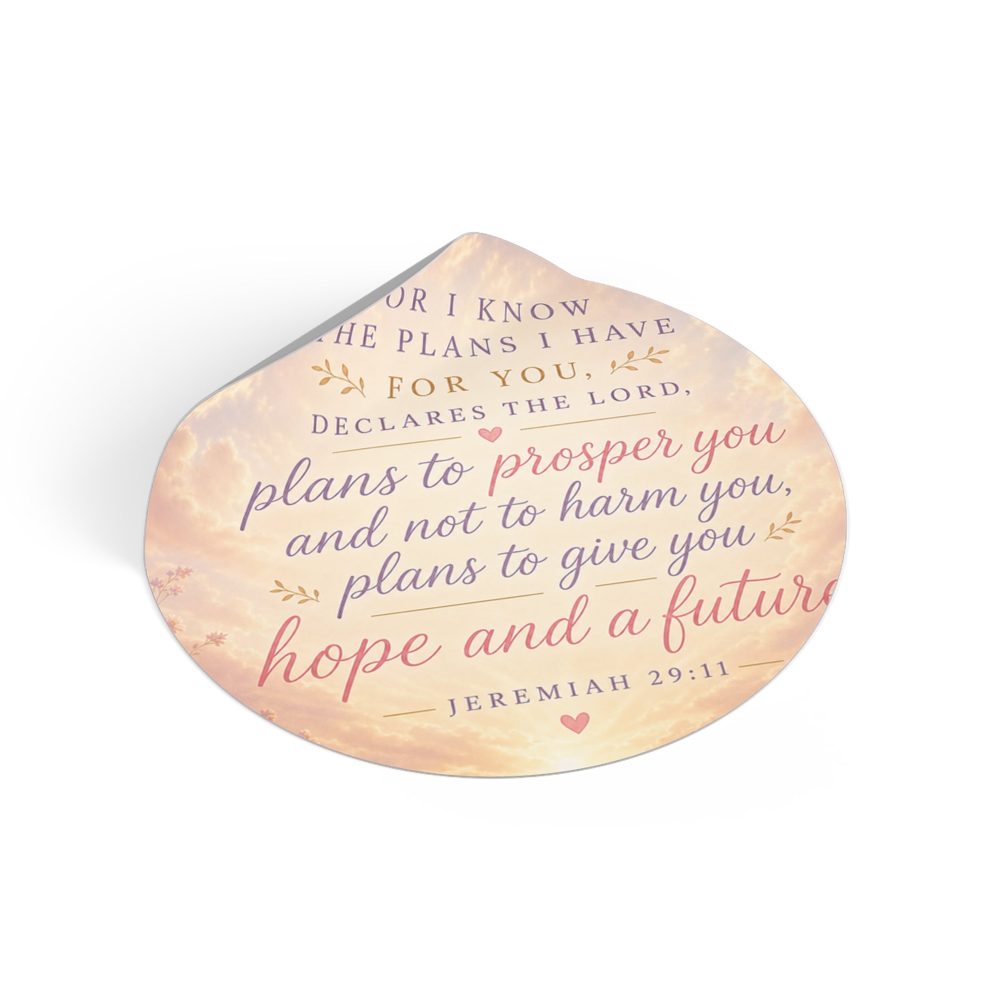 Jeremiah 29:11 Round Vinyl Sticker — "Plans to Prosper You" Inspirational Faith Sticker