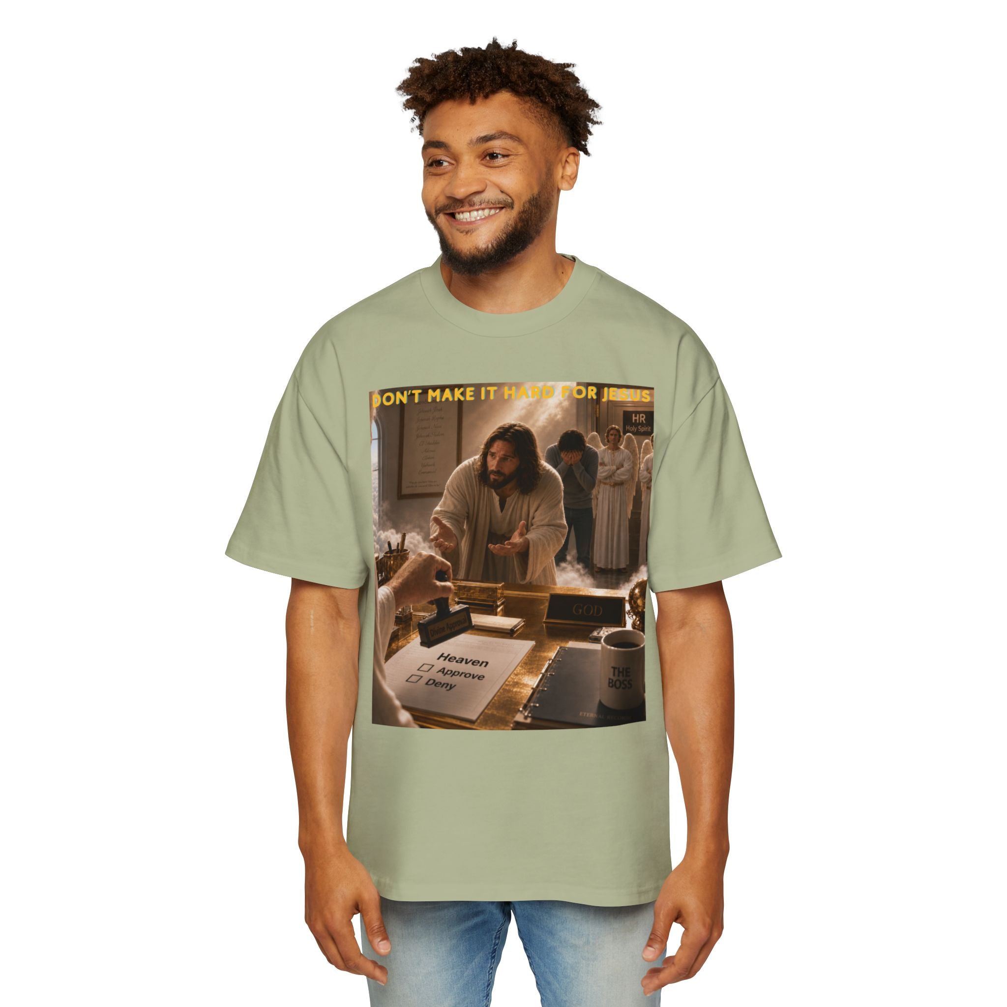 Christian Jesus Graphic Tee — "Don't Make It Hard For Jesus" Oversized Shirt