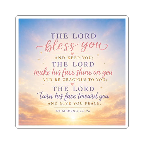 Blessing Verse Square Sticker — Numbers 6:24-26 Inspirational Faith Sticker