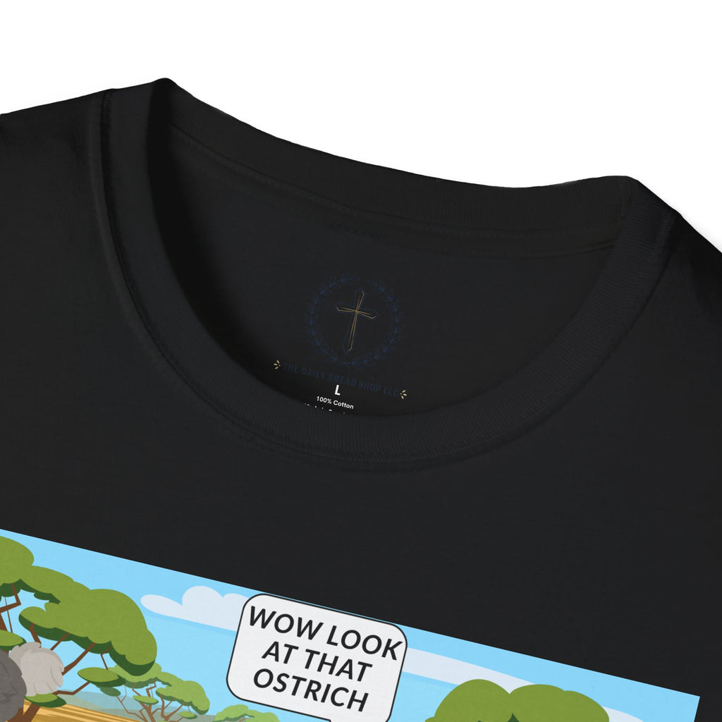 T-Shirt — Funny Biblical Ostrich Comic (Habakkuk 2:2-3)