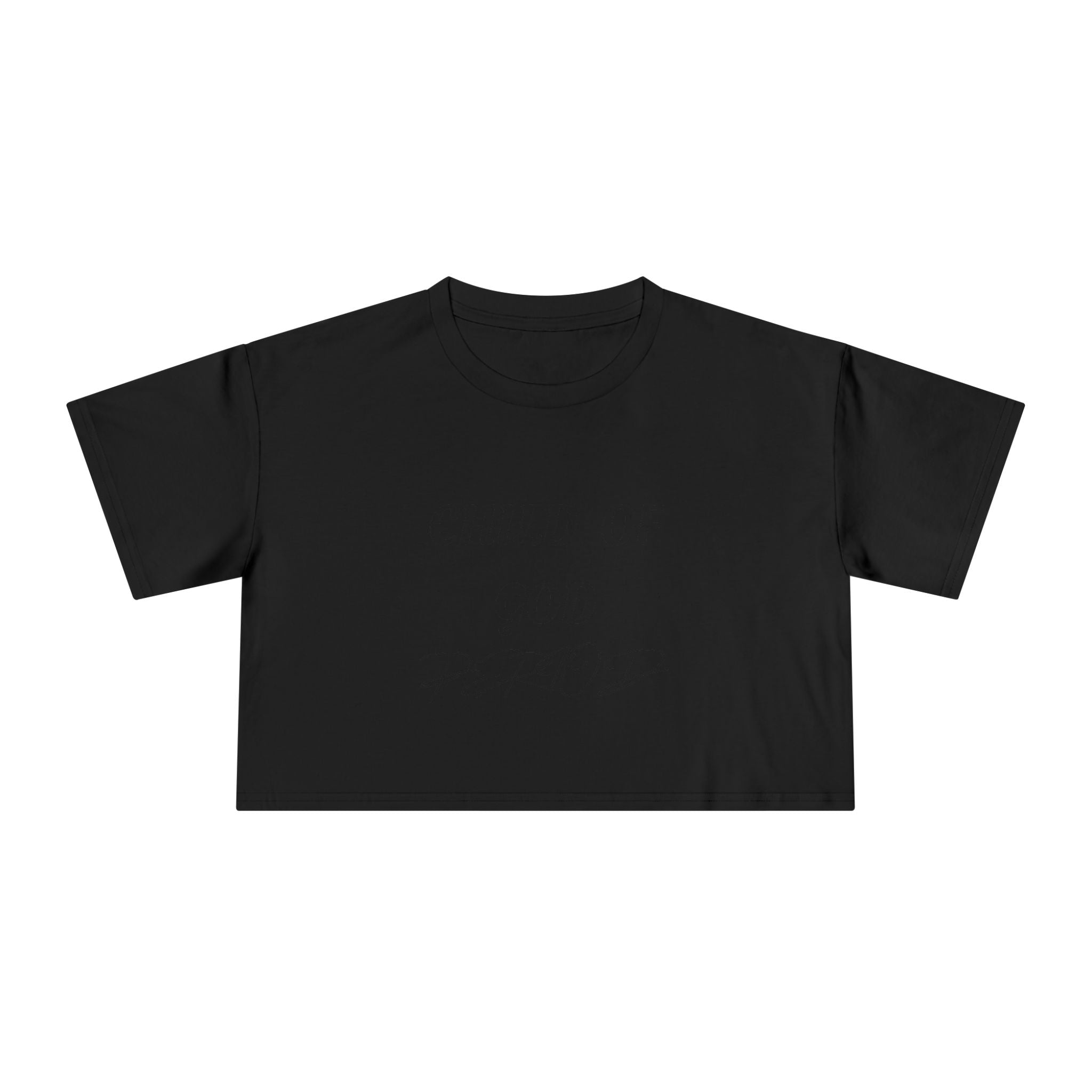 Child of God Crop Tee — "God Don't Play Bout Me" Christian Faith Women's Crop Top