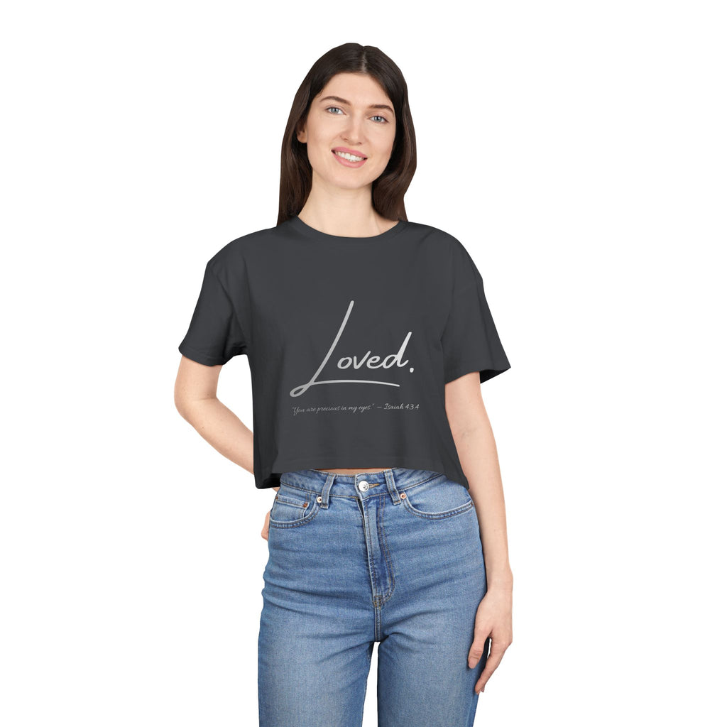 Loved Crop Tee — Christian Faith Message Women’s Cropped Shirt