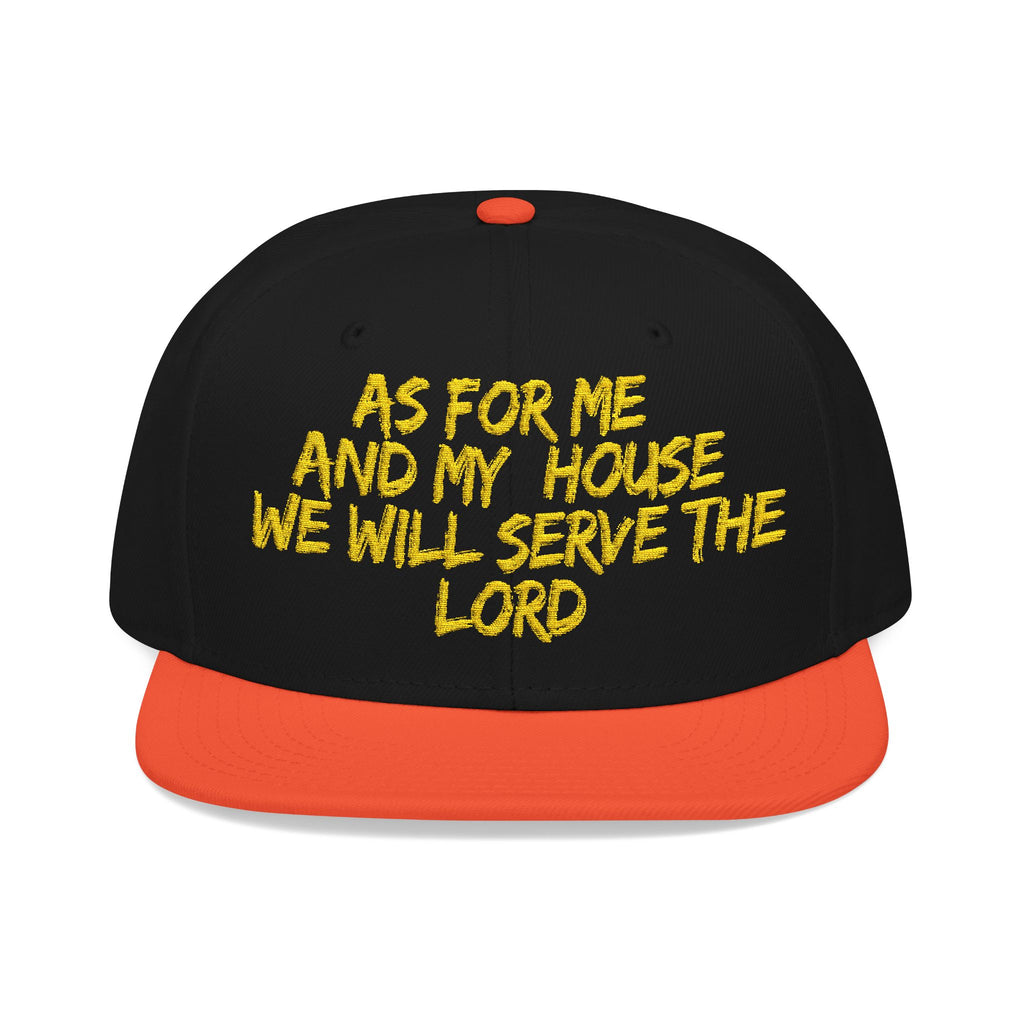 Embroidered Snapback Hat — “As For Me And My House, We Will Serve the Lord” Streetwear Cap
