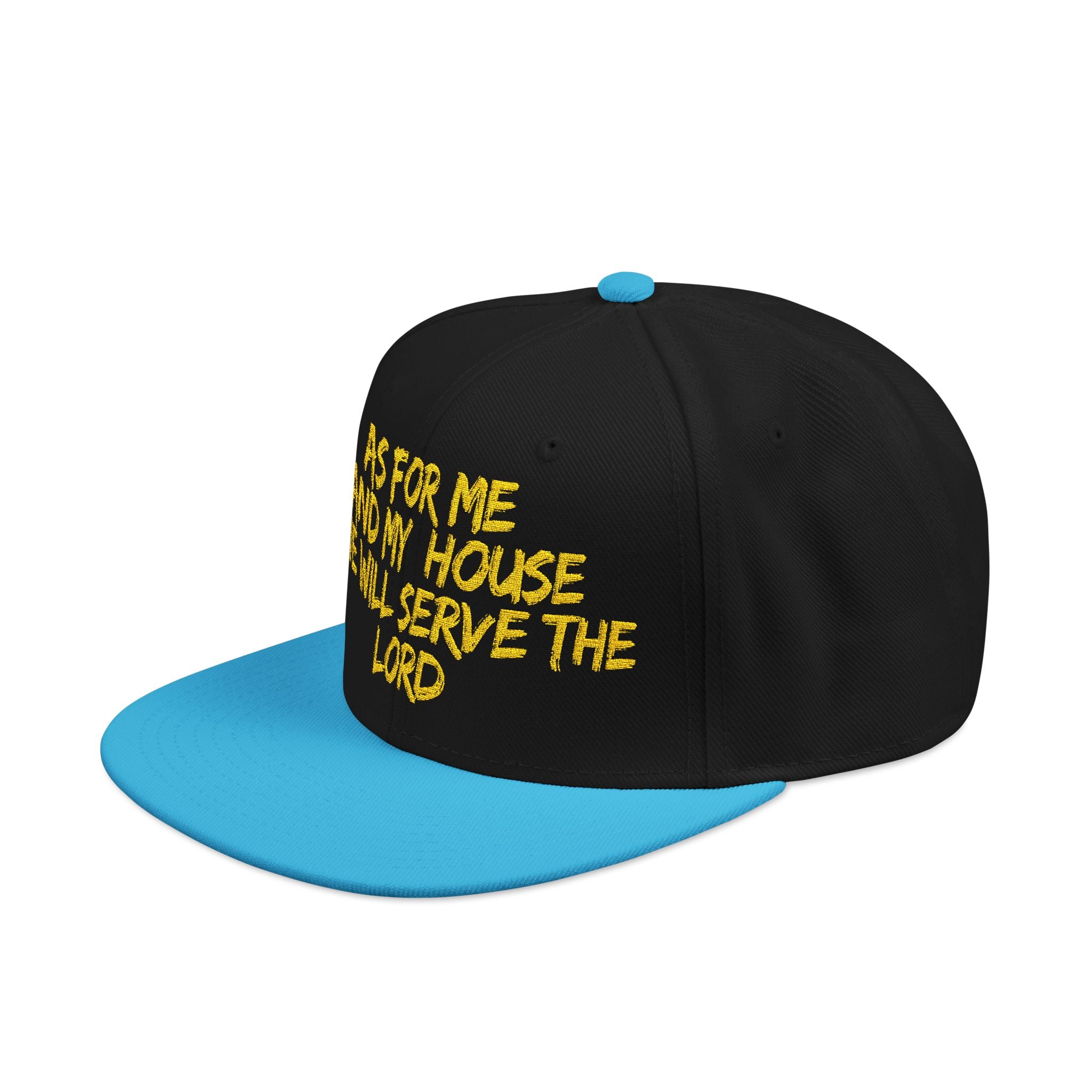 Embroidered Snapback Hat — “As For Me And My House, We Will Serve the Lord” Streetwear Cap