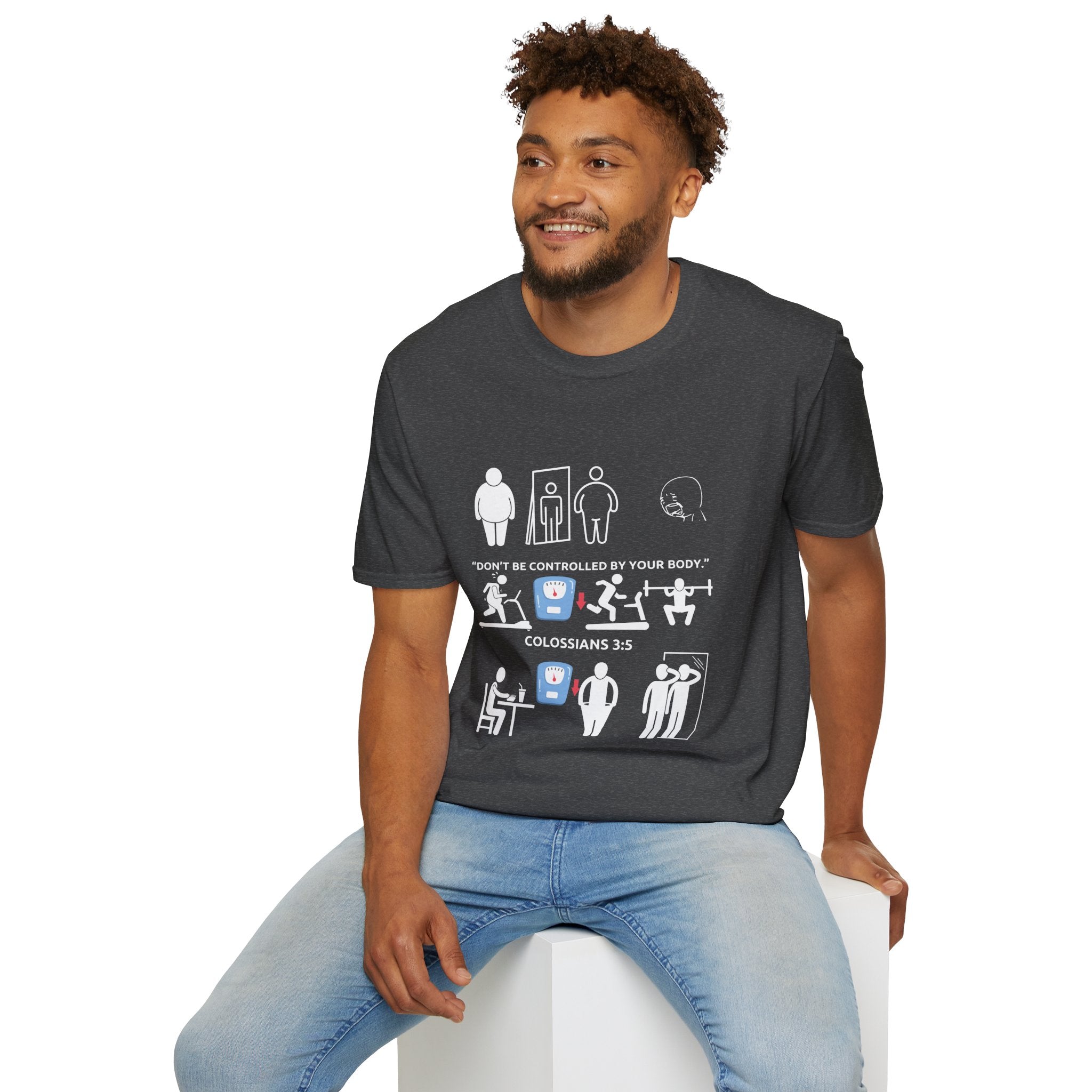 T-Shirt — “Don’t Be Controlled By Your Body” Christian Fitness Graphic