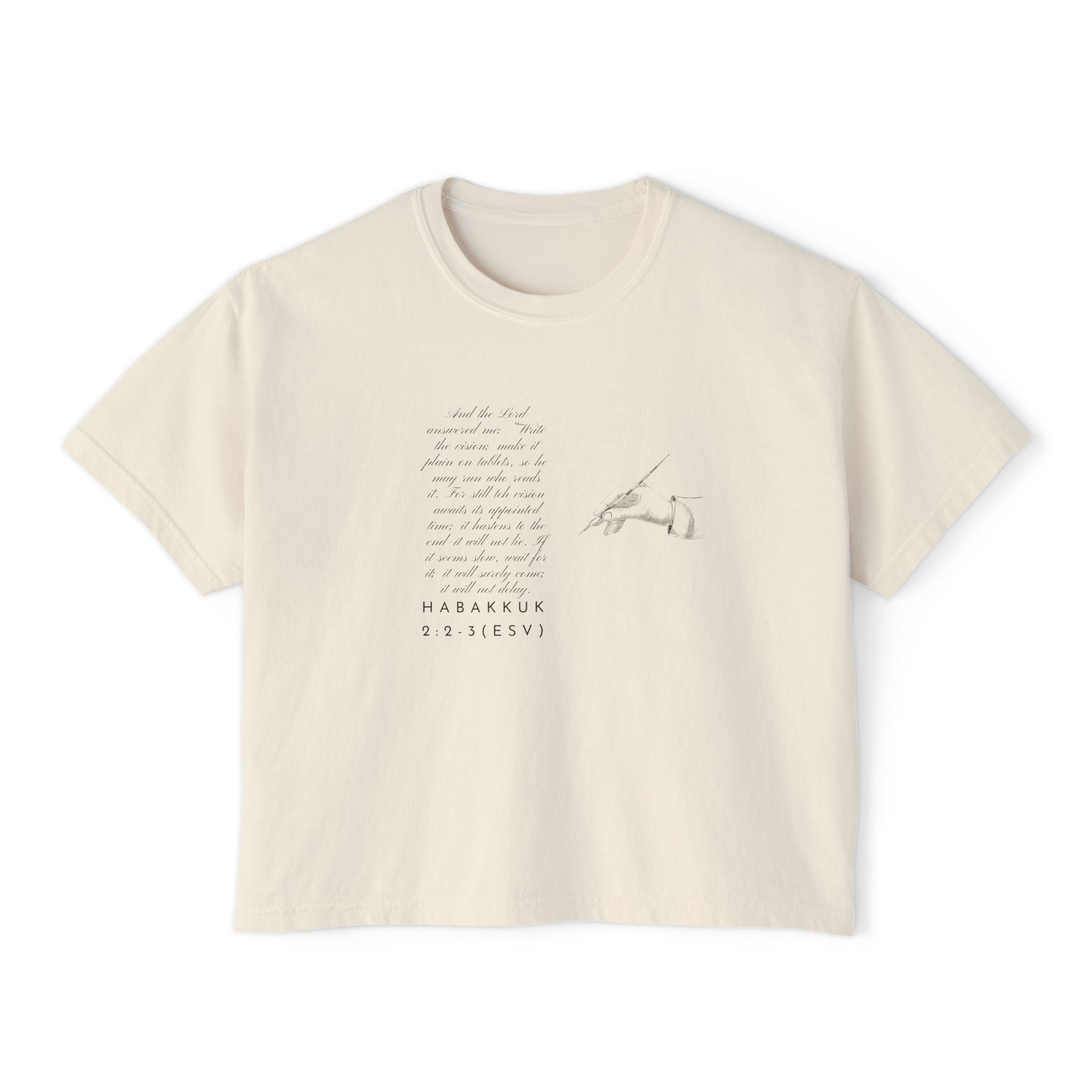 Christian Cross Boxy Tee — Write the Vision and Make It Plain KJV
