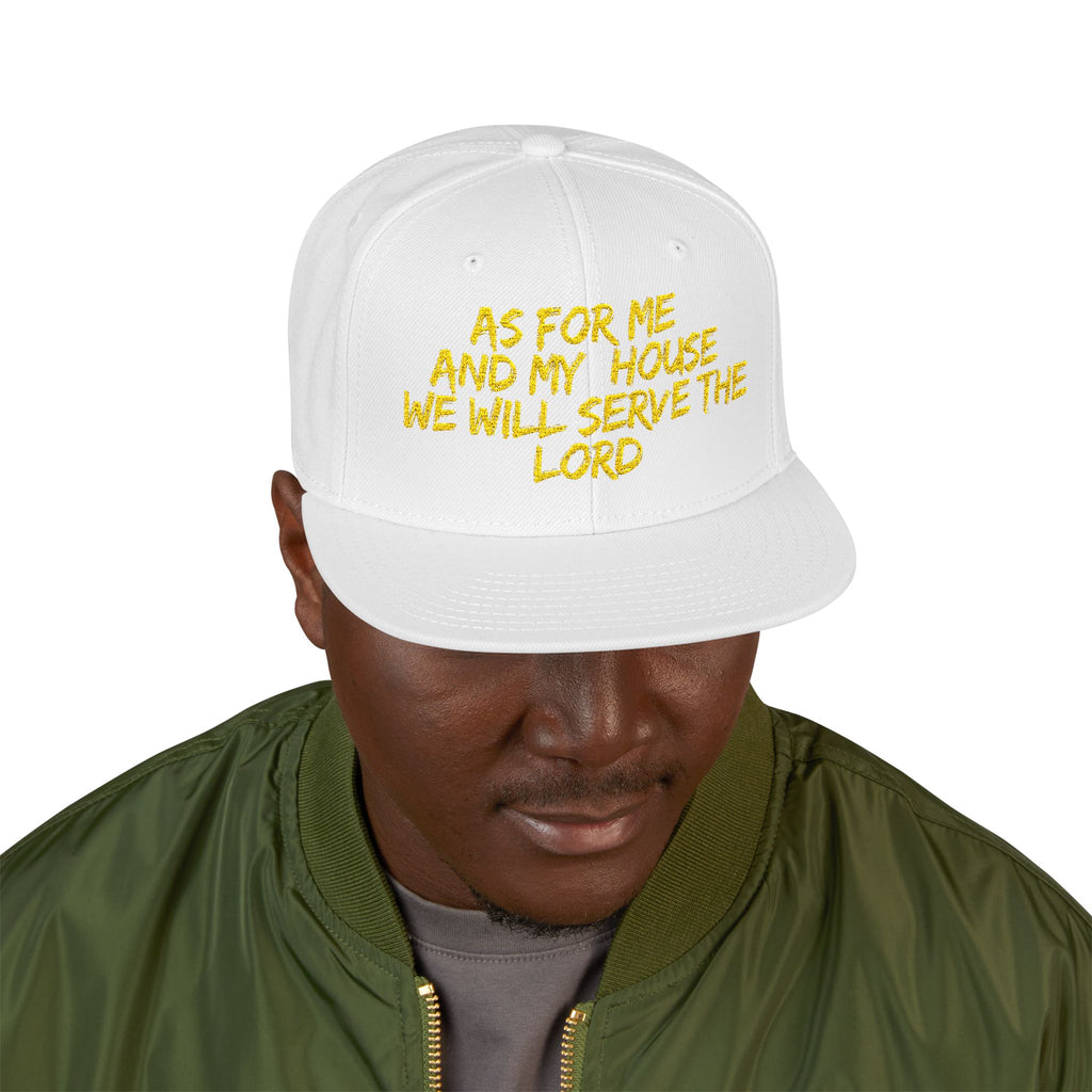 Embroidered Snapback Hat — “As For Me And My House, We Will Serve the Lord” Streetwear Cap