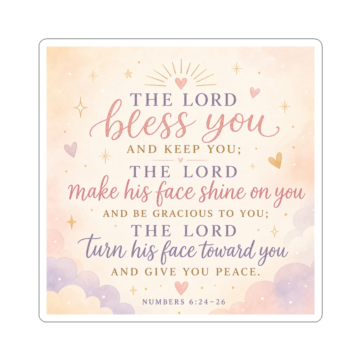 Bless You Bible Verse Sticker — Numbers 6:24-26 Inspirational Kiss-Cut Sticker