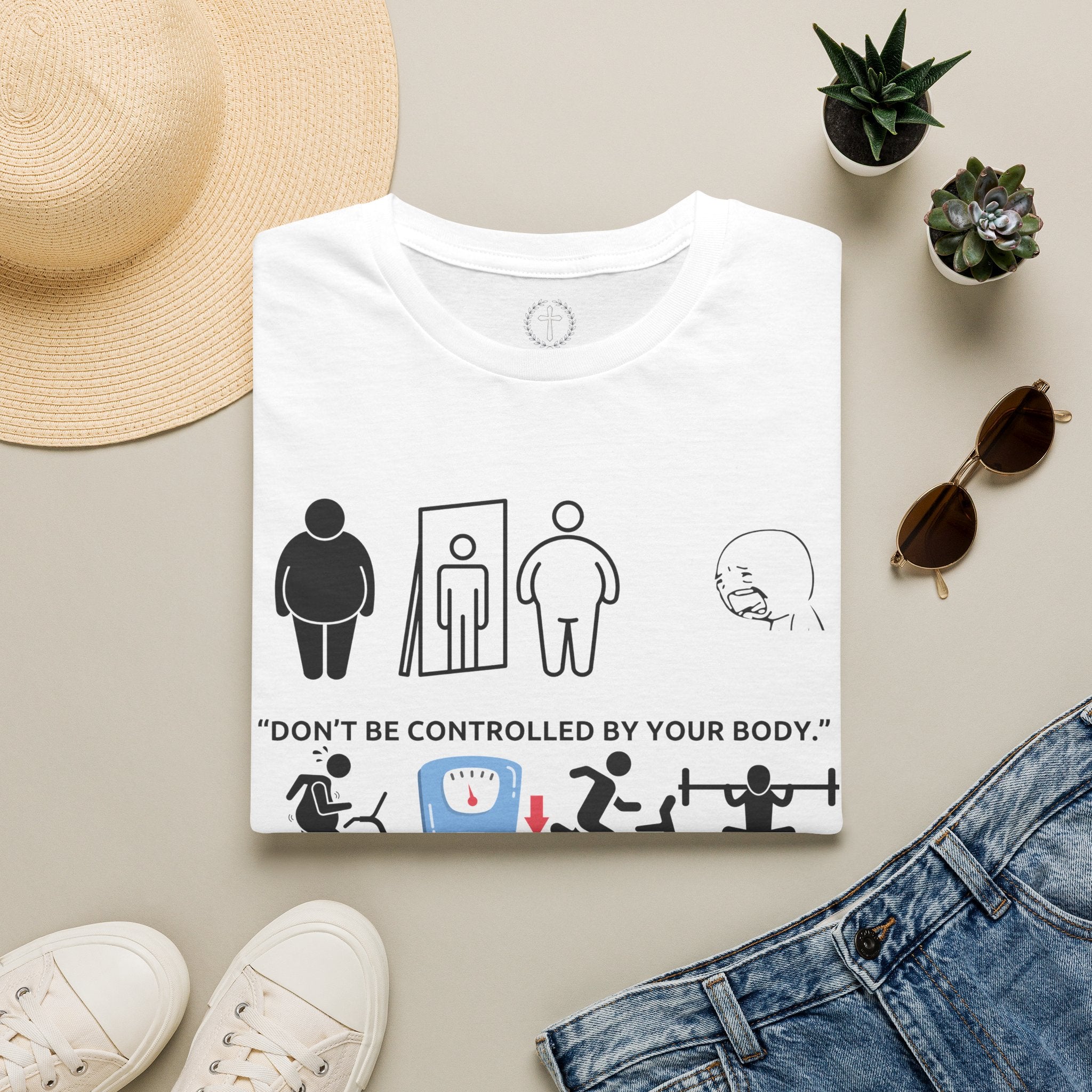T-Shirt — “Don’t Be Controlled By Your Body” Christian Fitness Graphic