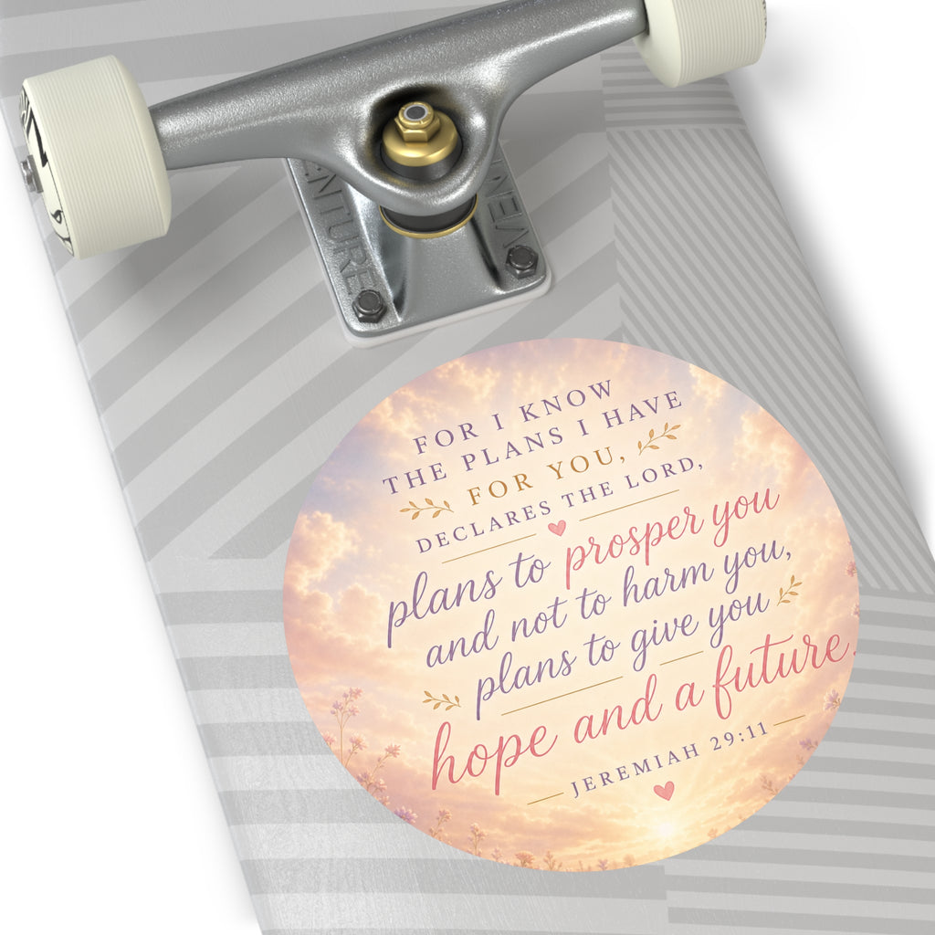 Jeremiah 29:11 Round Vinyl Sticker — "Plans to Prosper You" Inspirational Faith Sticker