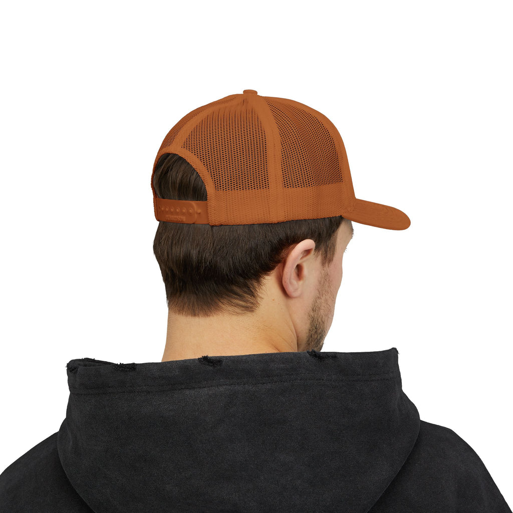 YAHWEH Gold Script Snapback Trucker Cap — Faith-Inspired Mesh Back Hat