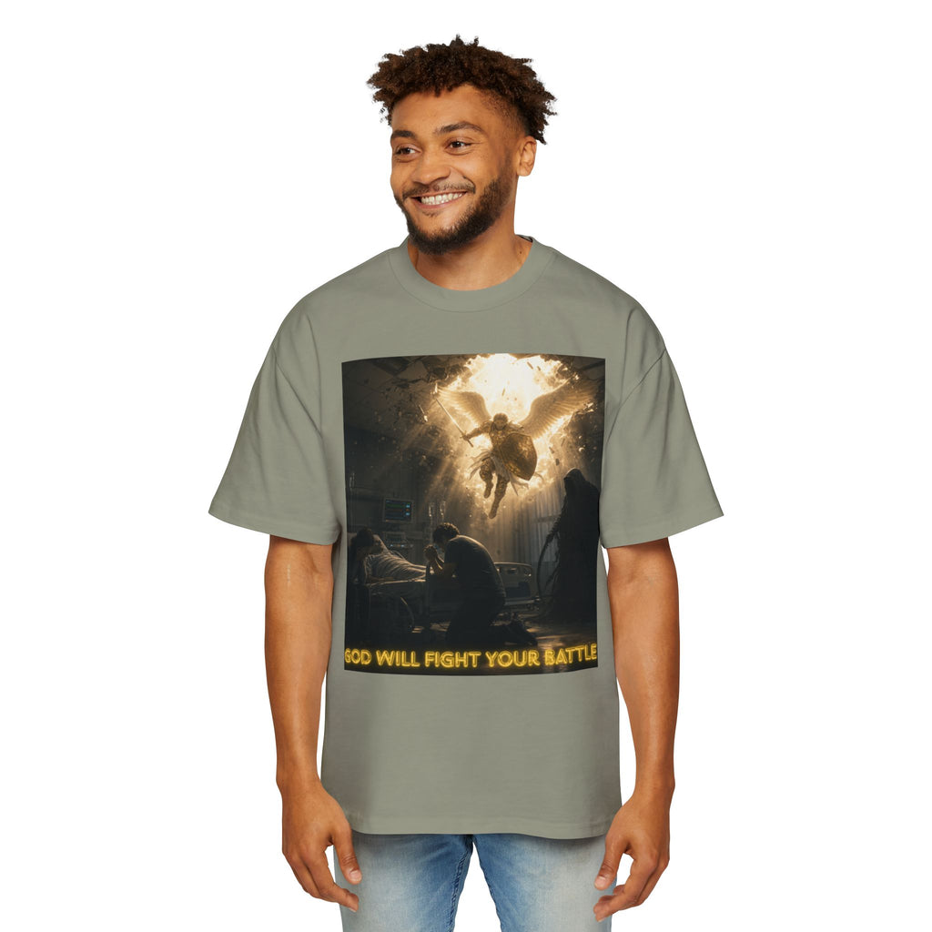 Christian Graphic Tee — "God Will Fight Your Battle" Oversized T‑Shirt