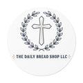 Christian Cross Logo Round Vinyl Sticker — 'The Daily Bread Shop LLC'