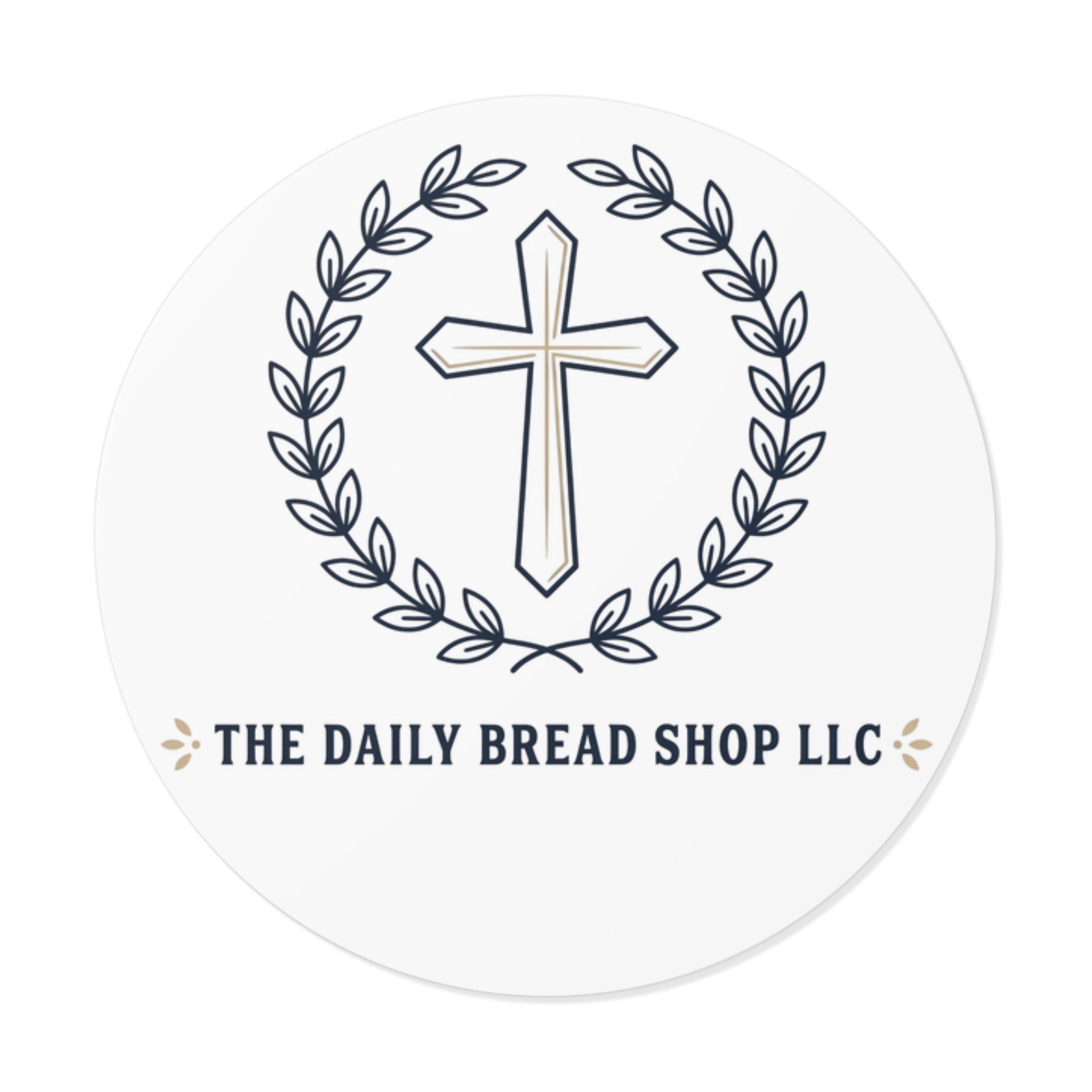 Christian Cross Logo Round Vinyl Sticker — 'The Daily Bread Shop LLC'