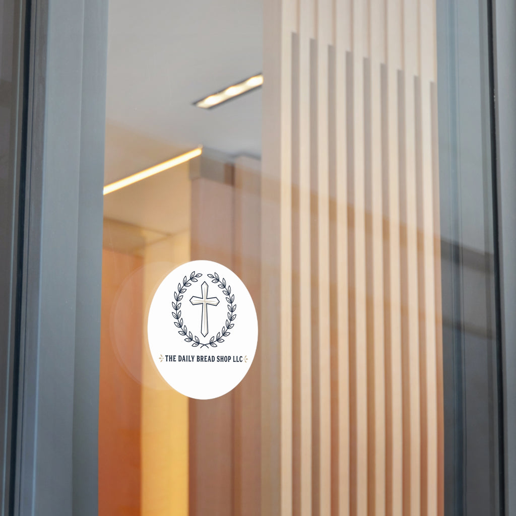 Christian Cross Logo Round Vinyl Sticker — 'The Daily Bread Shop LLC'