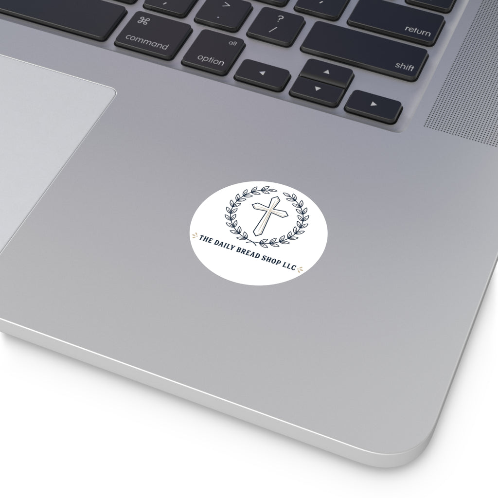 Christian Cross Logo Round Vinyl Sticker — 'The Daily Bread Shop LLC'