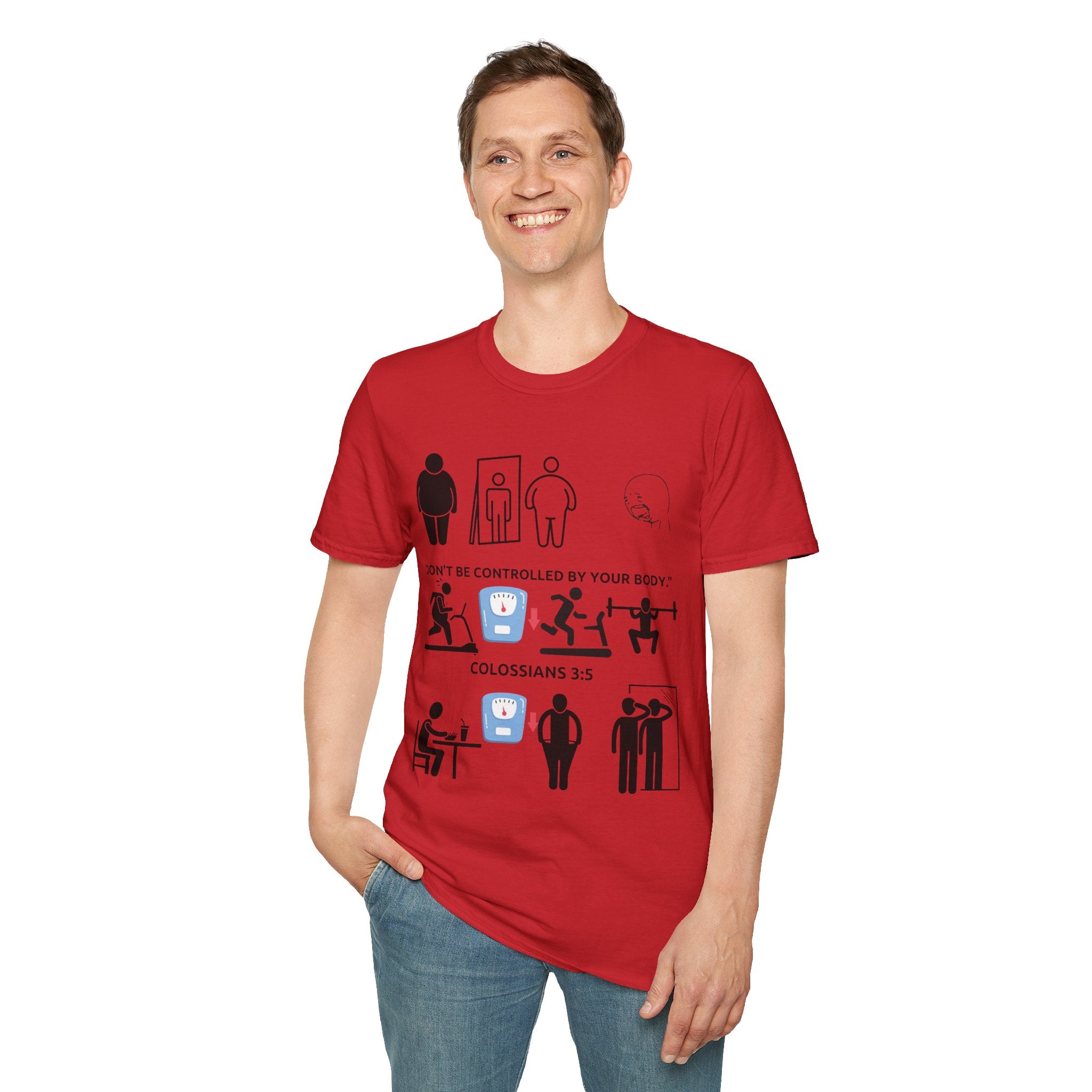 T-Shirt — “Don’t Be Controlled By Your Body” Christian Fitness Graphic