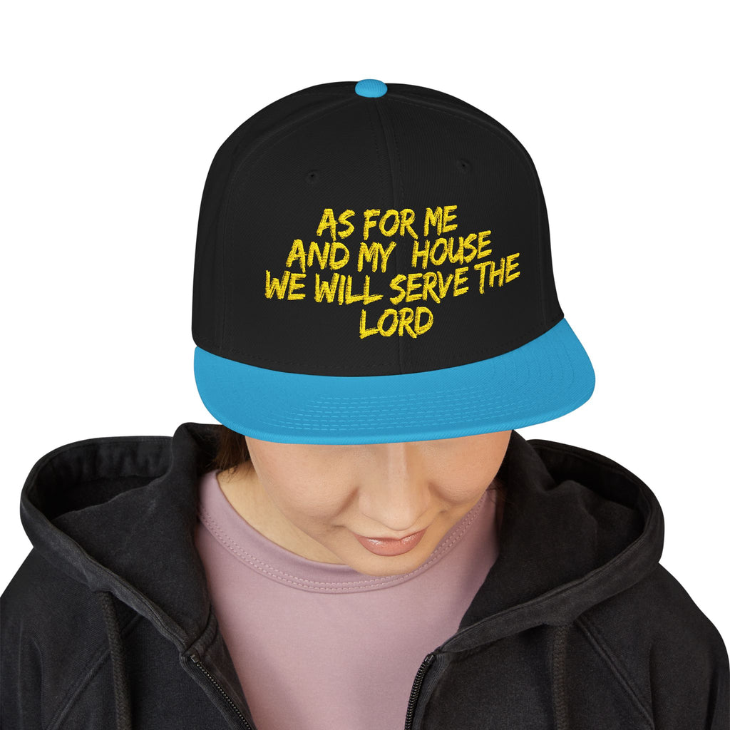Embroidered Snapback Hat — “As For Me And My House, We Will Serve the Lord” Streetwear Cap
