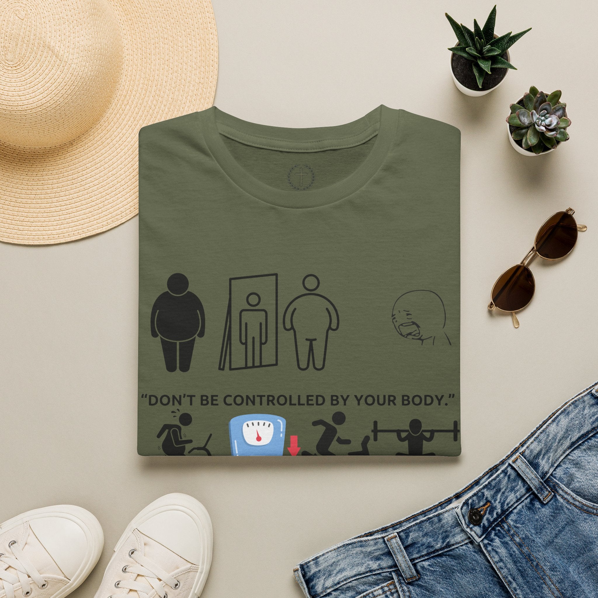 T-Shirt — “Don’t Be Controlled By Your Body” Christian Fitness Graphic