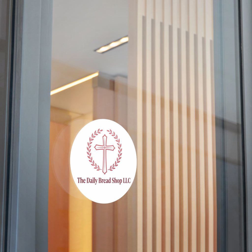 Christian Cross Logo Sticker — "The Daily Bread Shop LLC" Round Vinyl Sticker