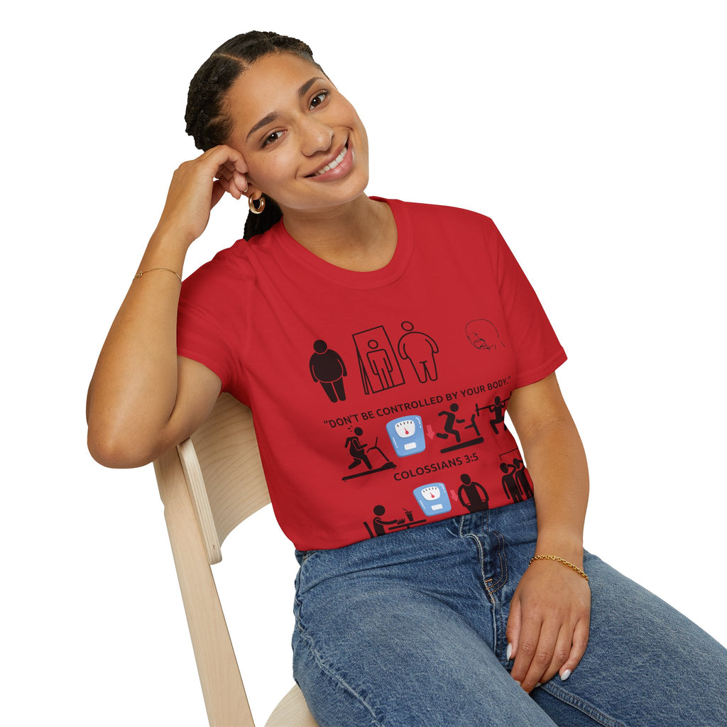 T-Shirt — “Don’t Be Controlled By Your Body” Christian Fitness Graphic