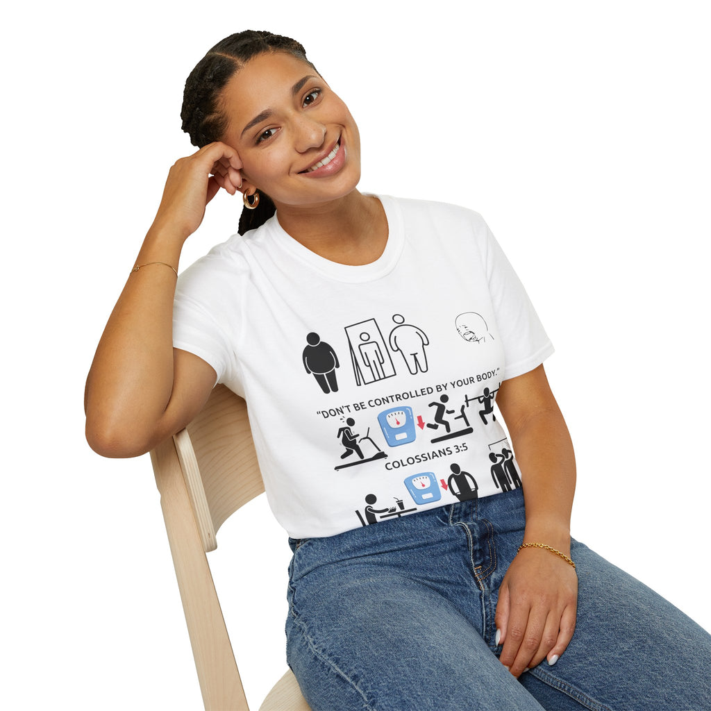 T-Shirt — “Don’t Be Controlled By Your Body” Christian Fitness Graphic