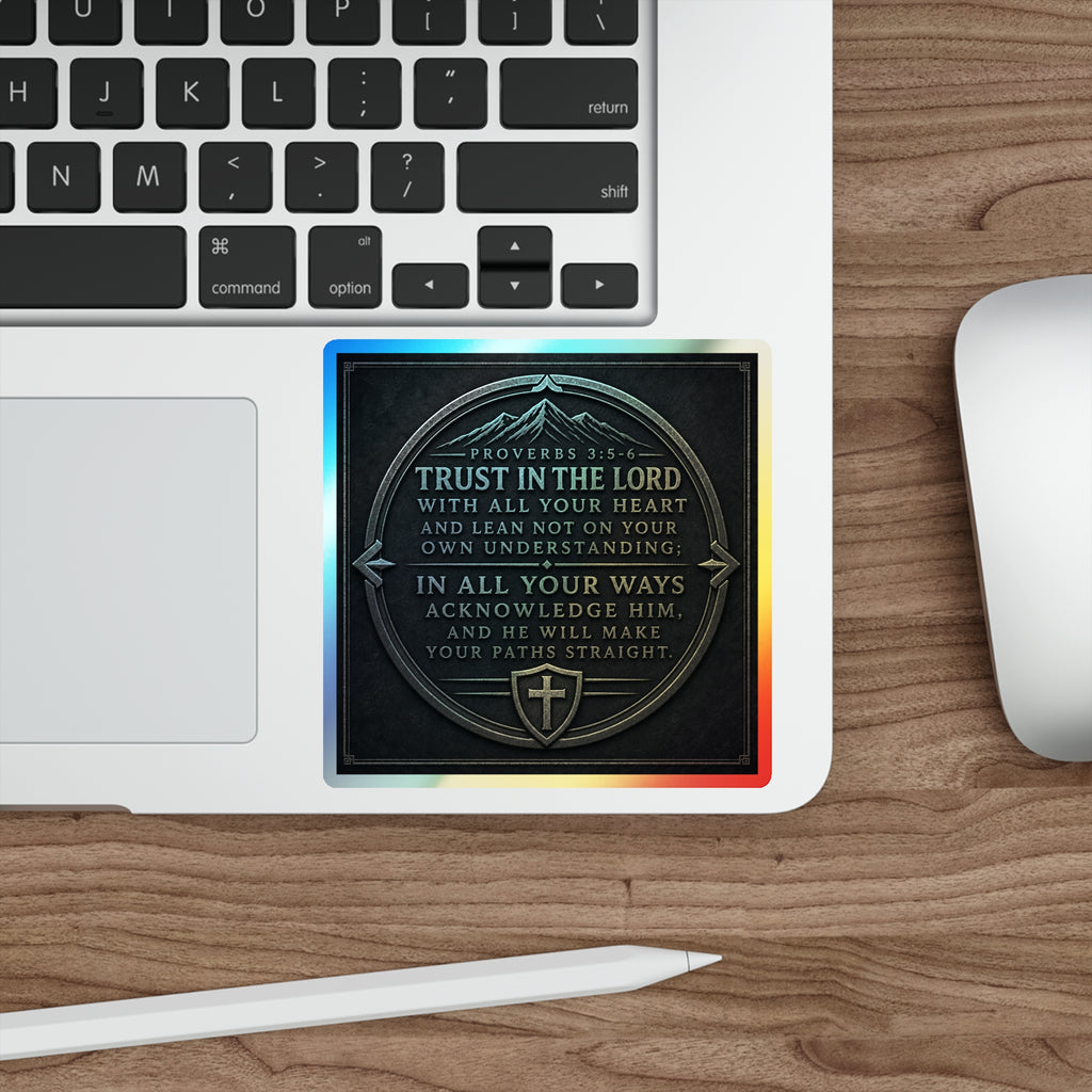 Holographic Faith Sticker — Proverbs 3:5 Inspirational Die-Cut