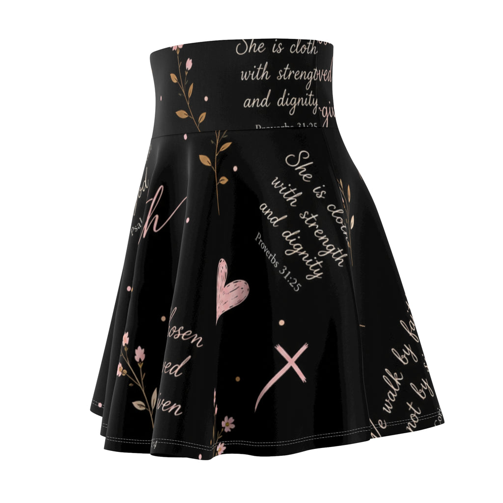 Christian Dove & Scripture Skater Skirt — Faith-Inspired Floral Print