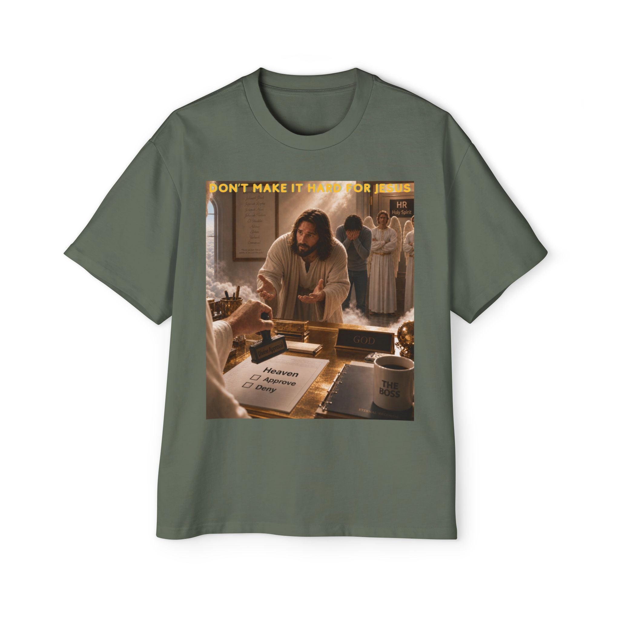 Christian Jesus Graphic Tee — "Don't Make It Hard For Jesus" Oversized Shirt