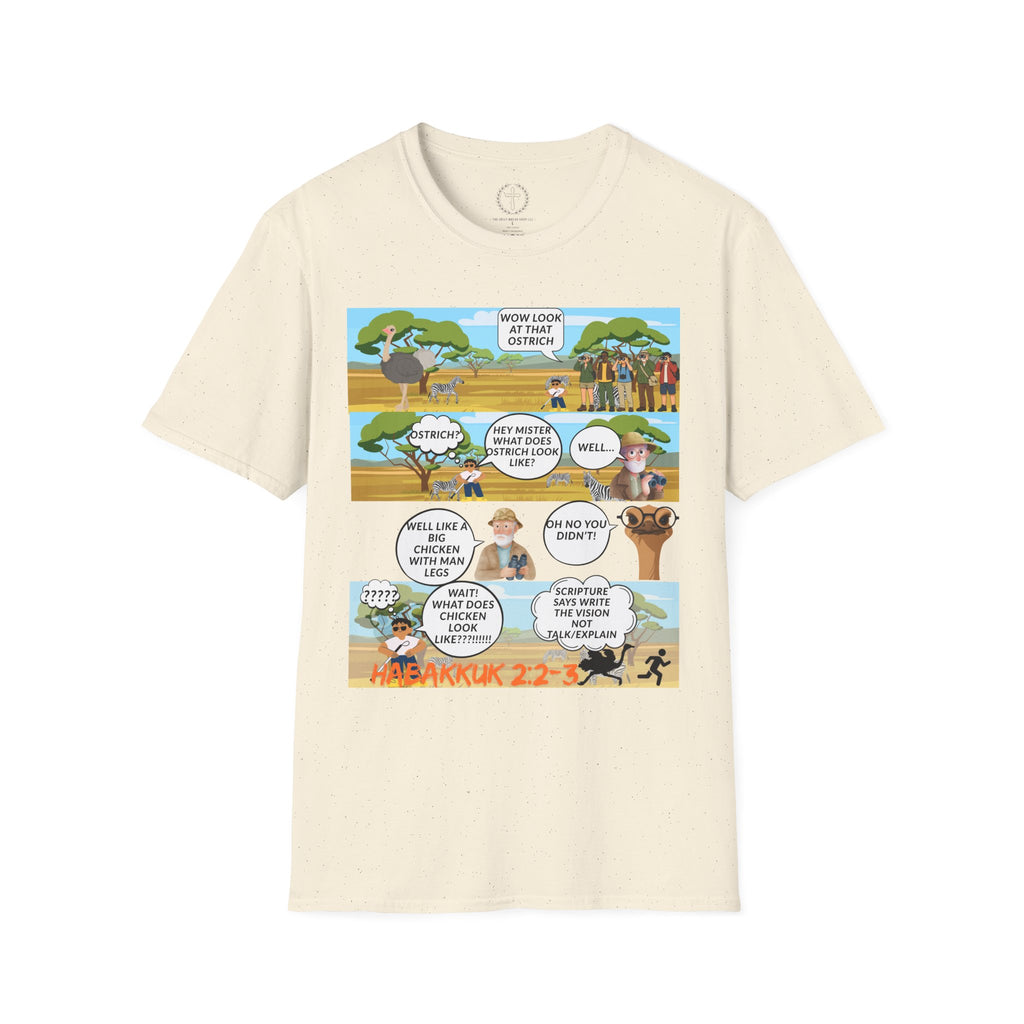 T-Shirt — Funny Biblical Ostrich Comic (Habakkuk 2:2-3)