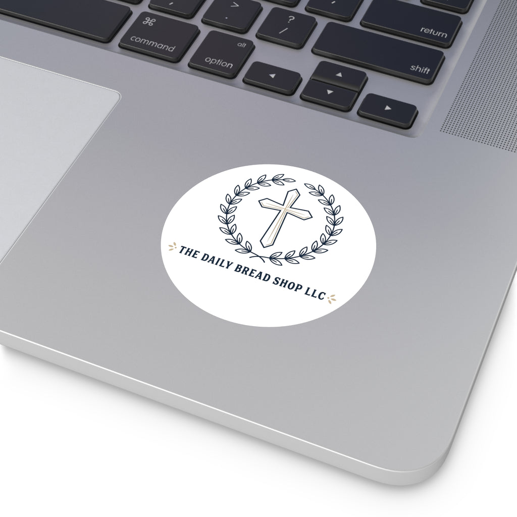Christian Cross Logo Round Vinyl Sticker — 'The Daily Bread Shop LLC'