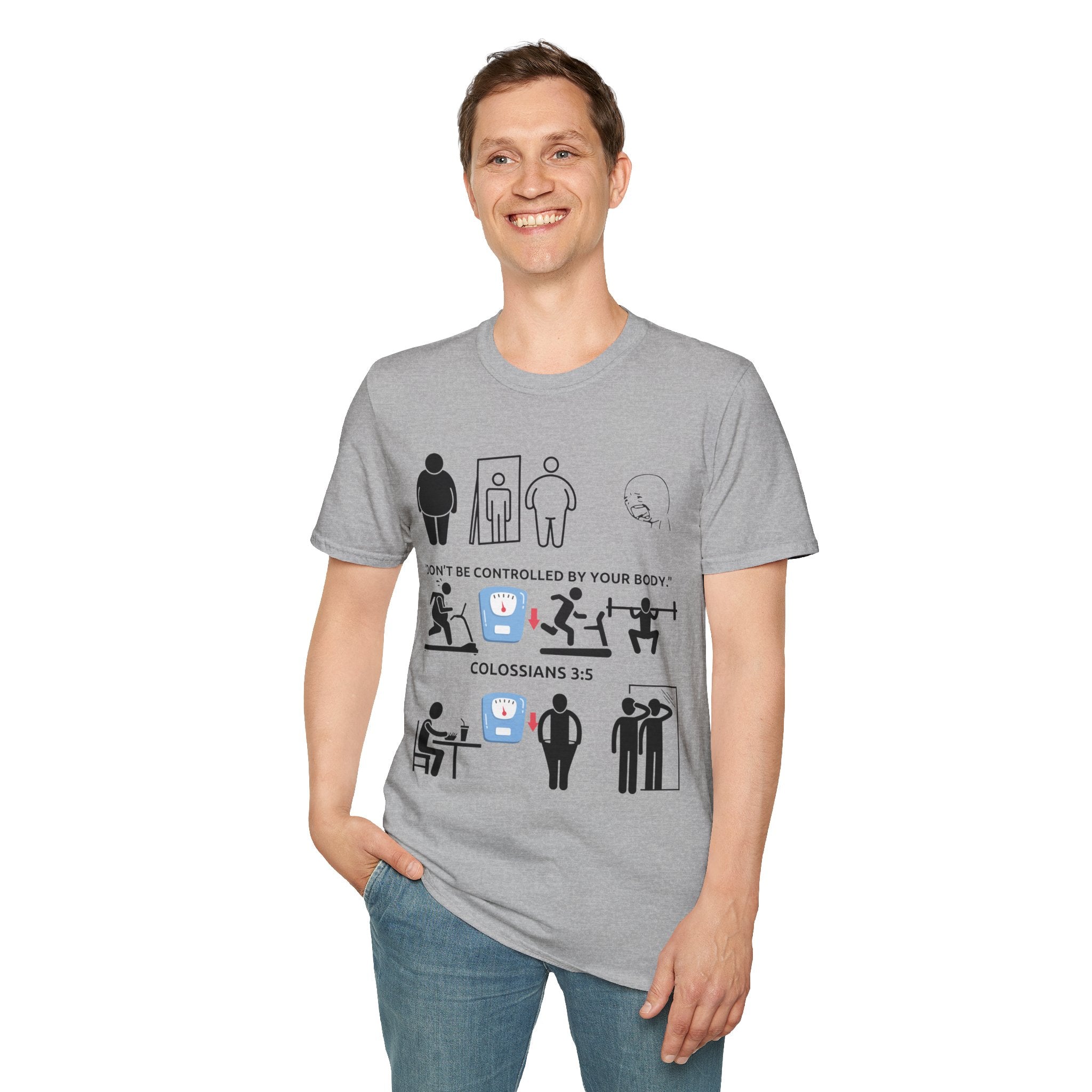 T-Shirt — “Don’t Be Controlled By Your Body” Christian Fitness Graphic